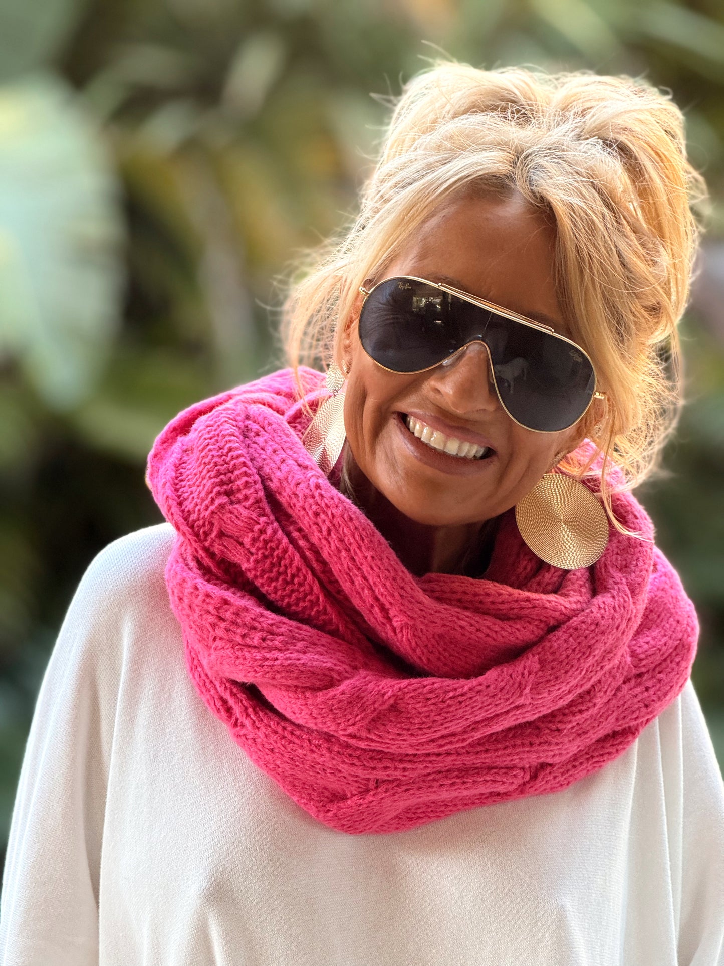 BUFANDA CUELLO DE PUNTO TRENZADO  MULTICOLOR