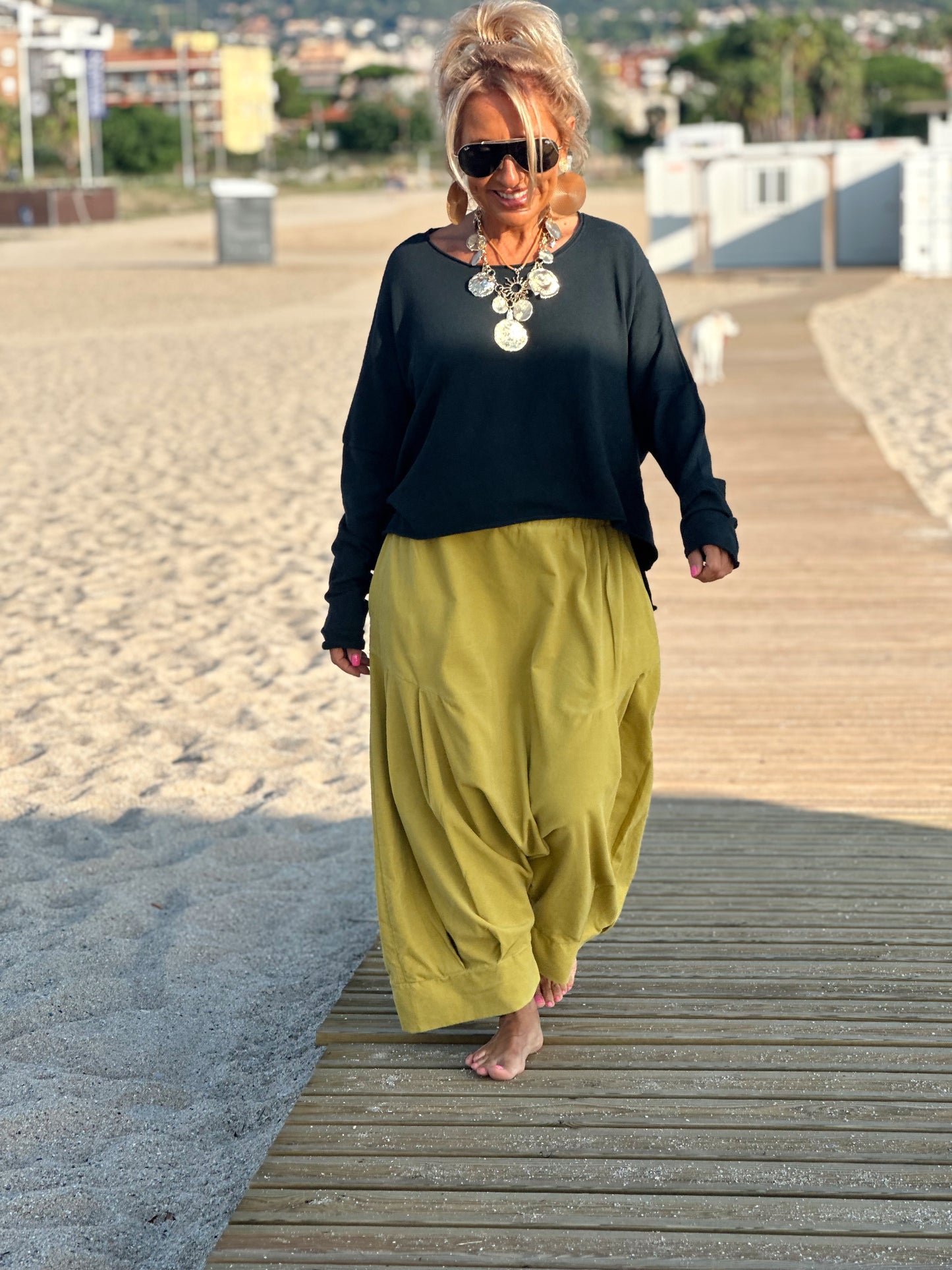 PANTALONES PANA CROPPED BAGGY OVERSIZE MULTICOLOR