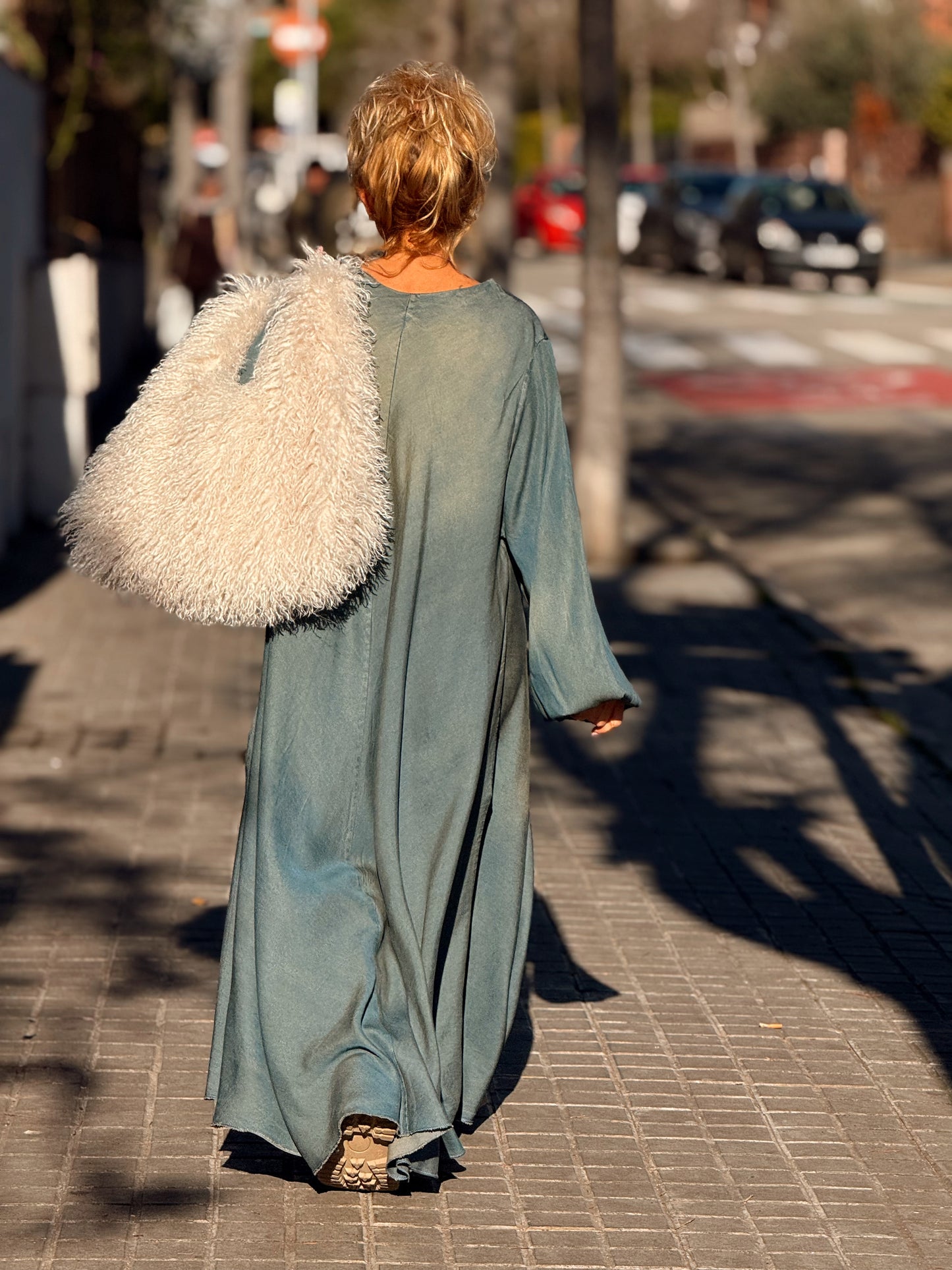 VESTIDO LARGO OVERSIZE TEJANO DESGASTADO