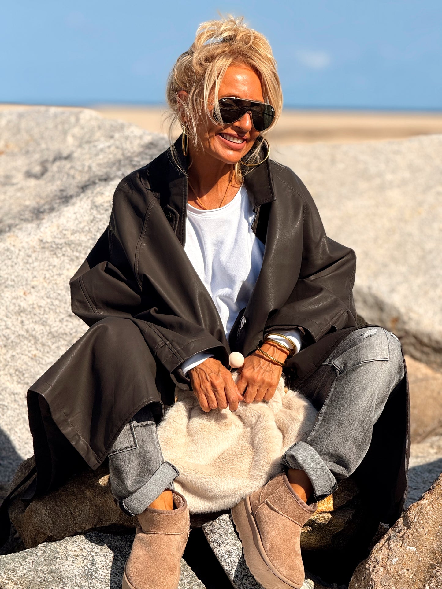 CHAQUETA LARGA POLIPIEL MULTICOLOR