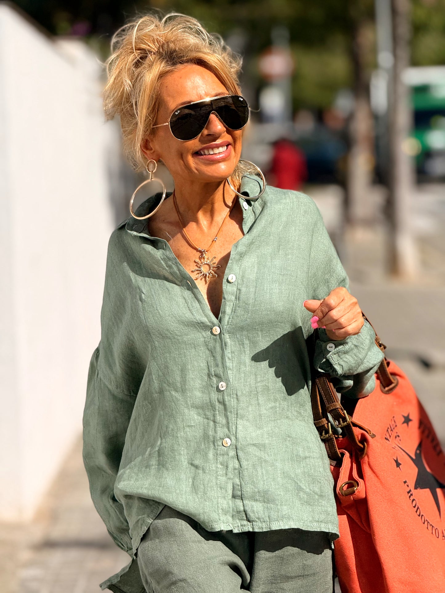 CAMISA OVERSIZE LINO LEA MULTICOLOR