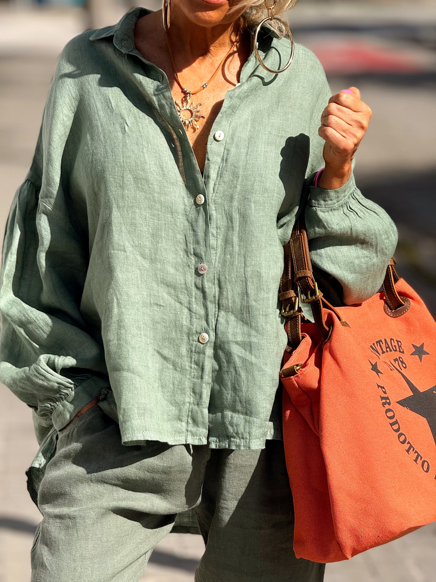 CAMISA OVERSIZE LINO LEA MULTICOLOR