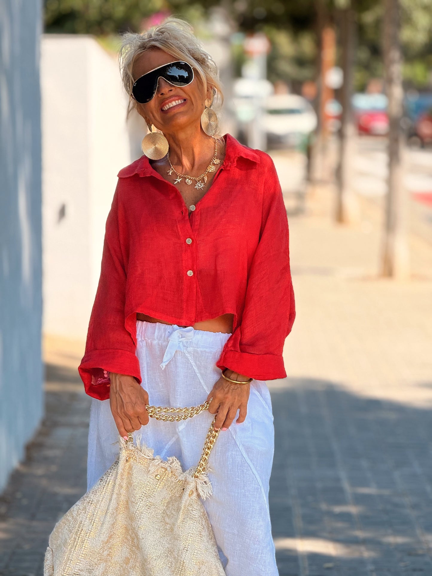 CAMISA LINO CROP-TOP MULTICOLOR