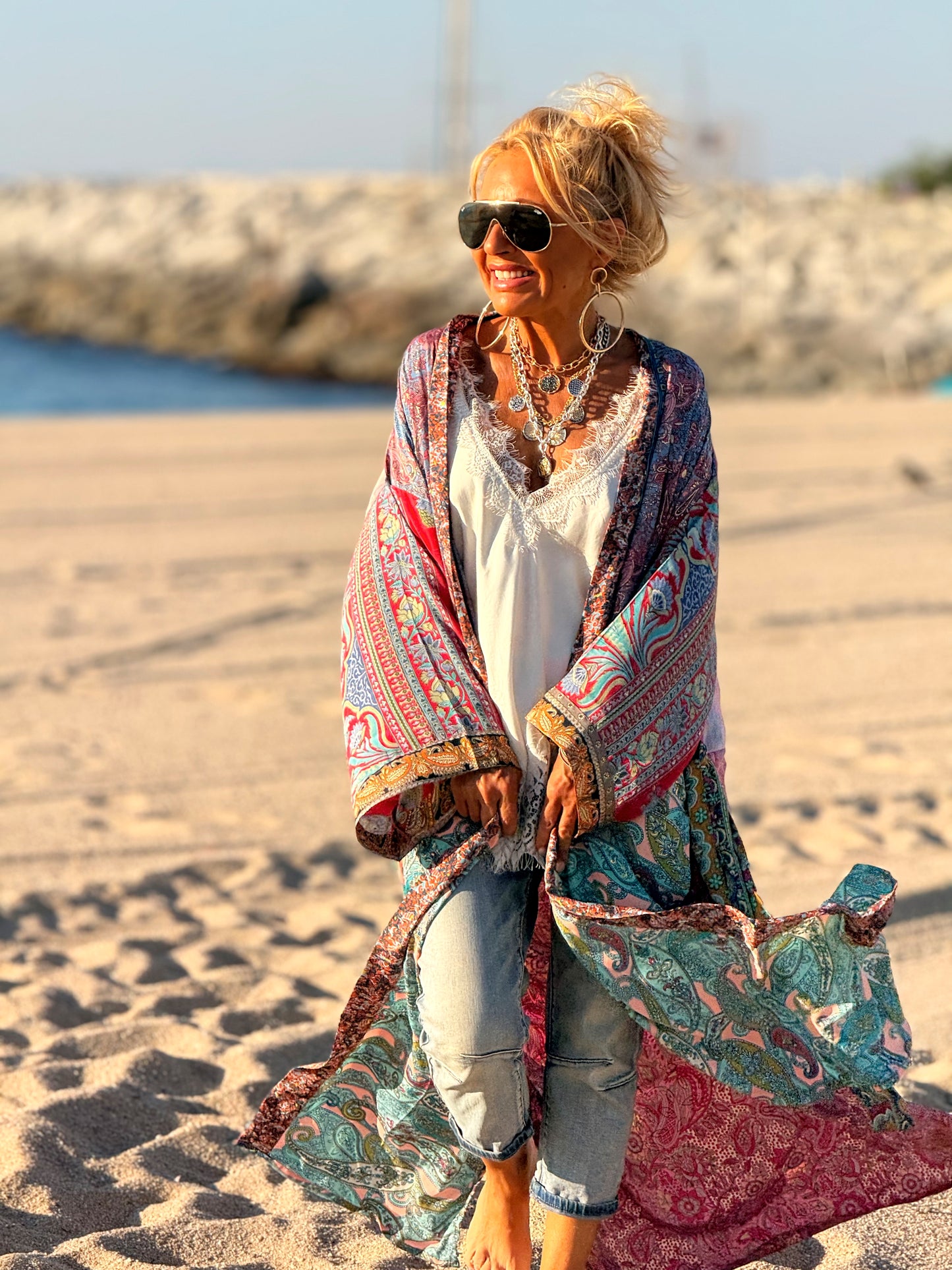 KIMONO ESTAMPADO MANGA 3/4 MULTICOLOR