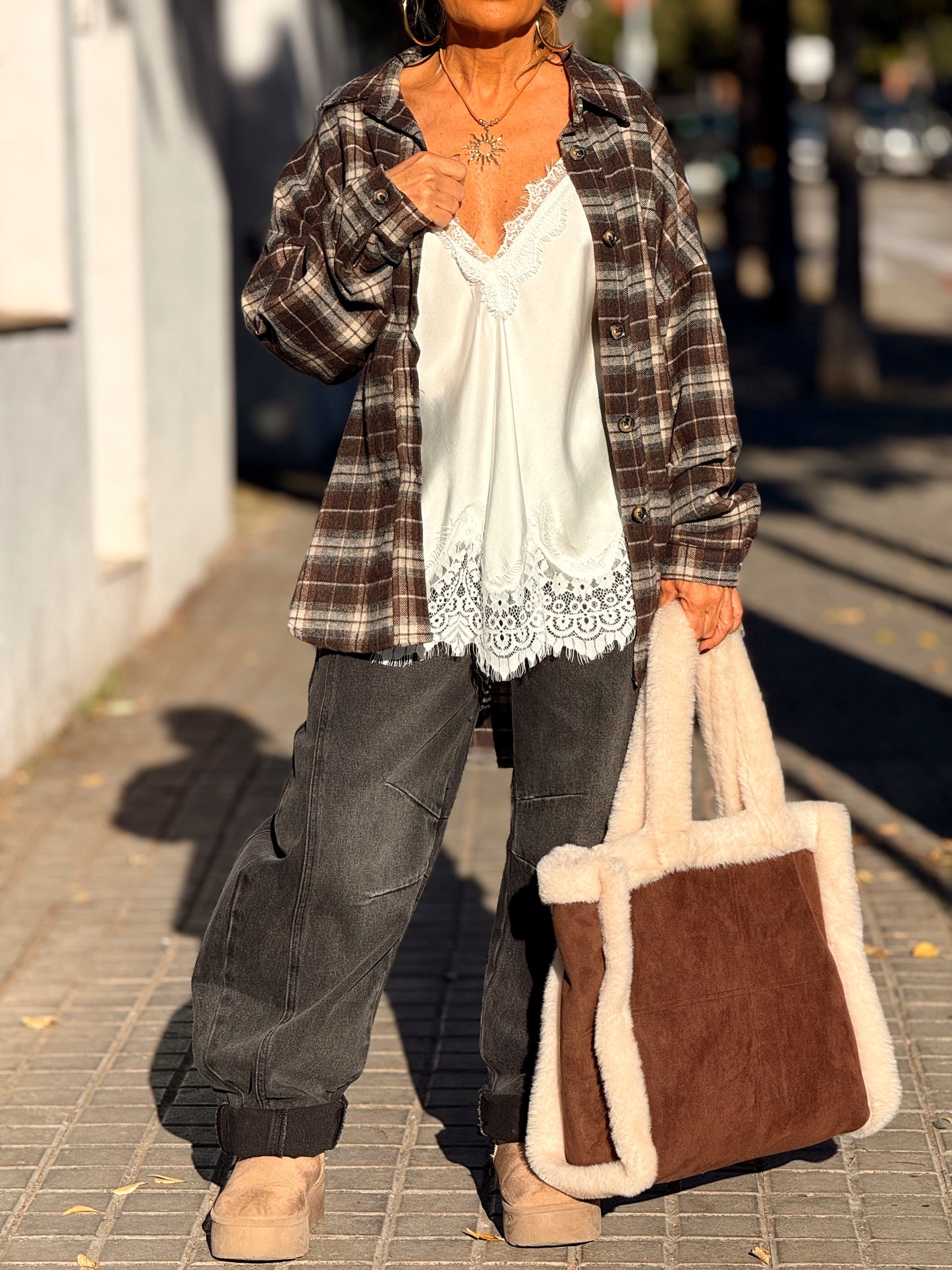 CAMISA CUADROS TITA MARRÓN