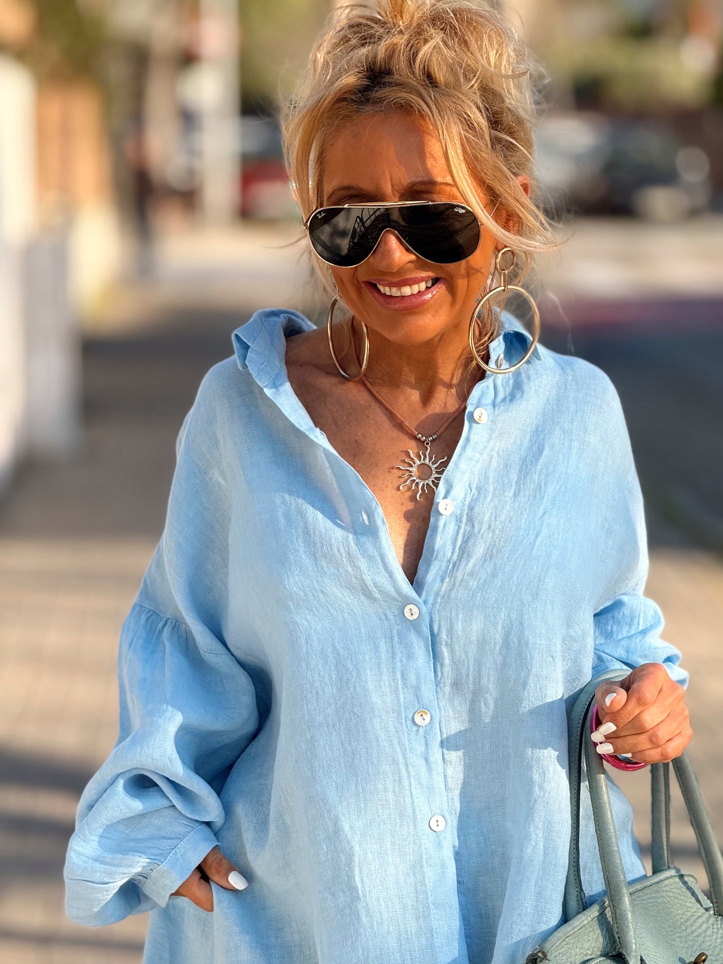 CAMISA OVERSIZE LINO LEA MULTICOLOR