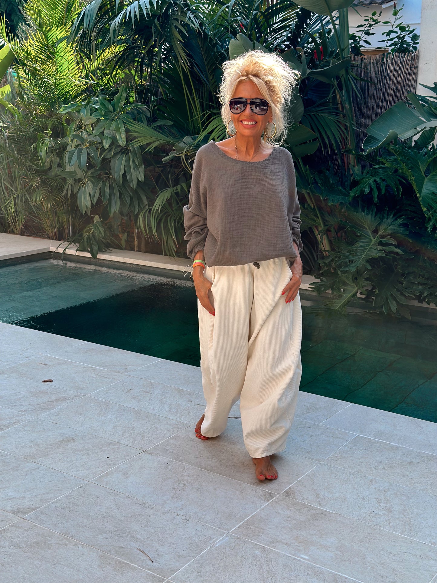 CAMISETA PANAL CON CORDÓN CAMEL