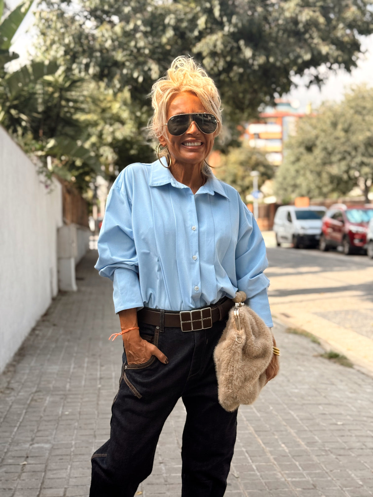 CAMISA CON PLIEGUES FILIPA MULTICOLOR