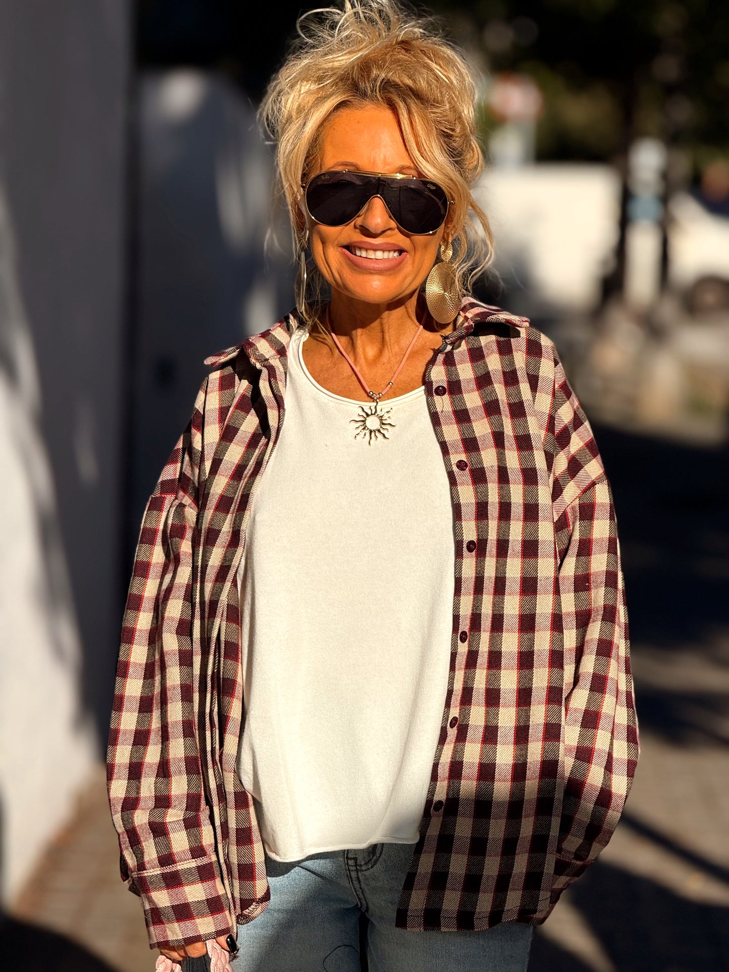 CAMISA CUADROS GRANATE