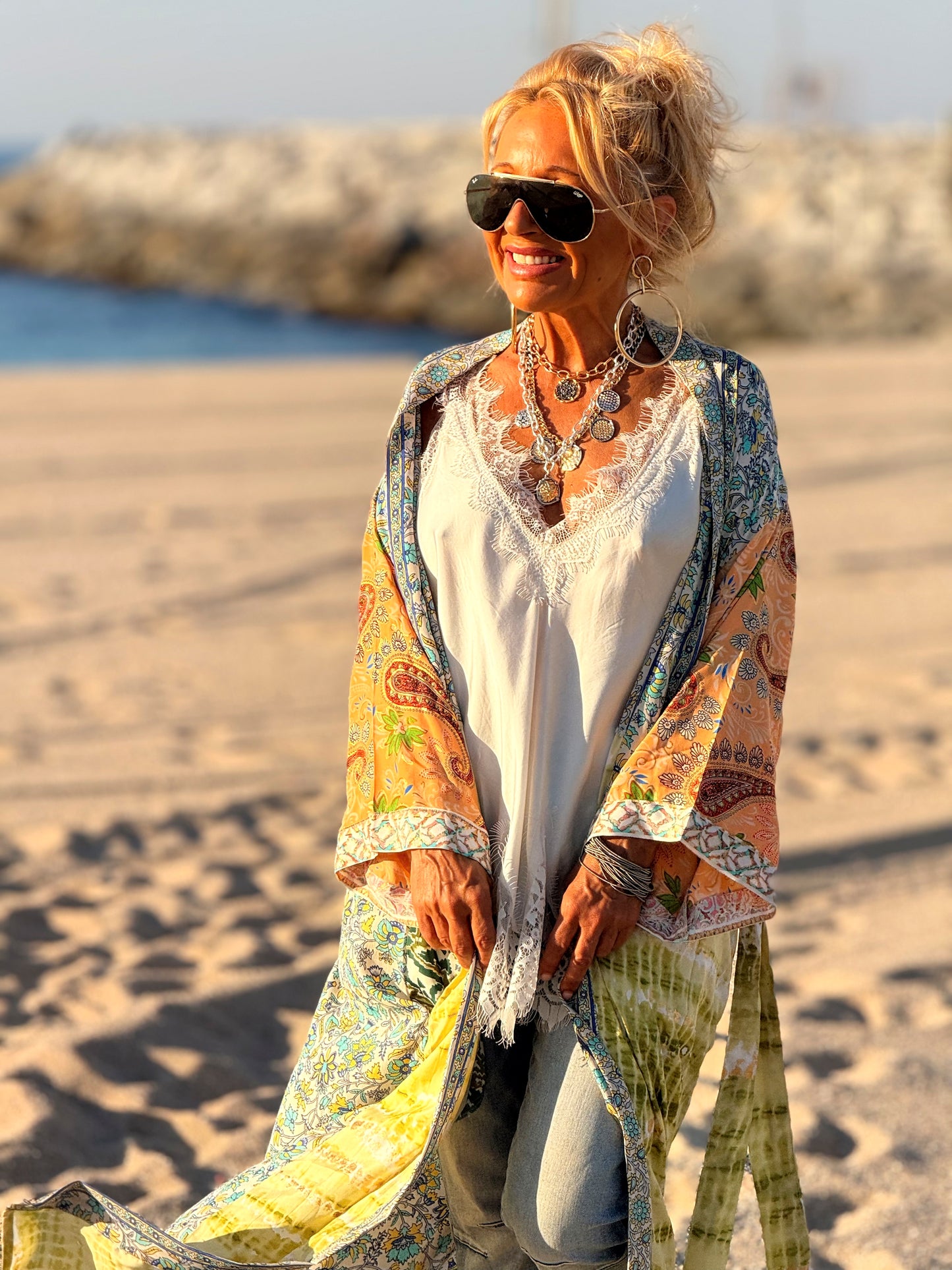KIMONO ESTAMPADO MANGA 3/4 MULTICOLOR