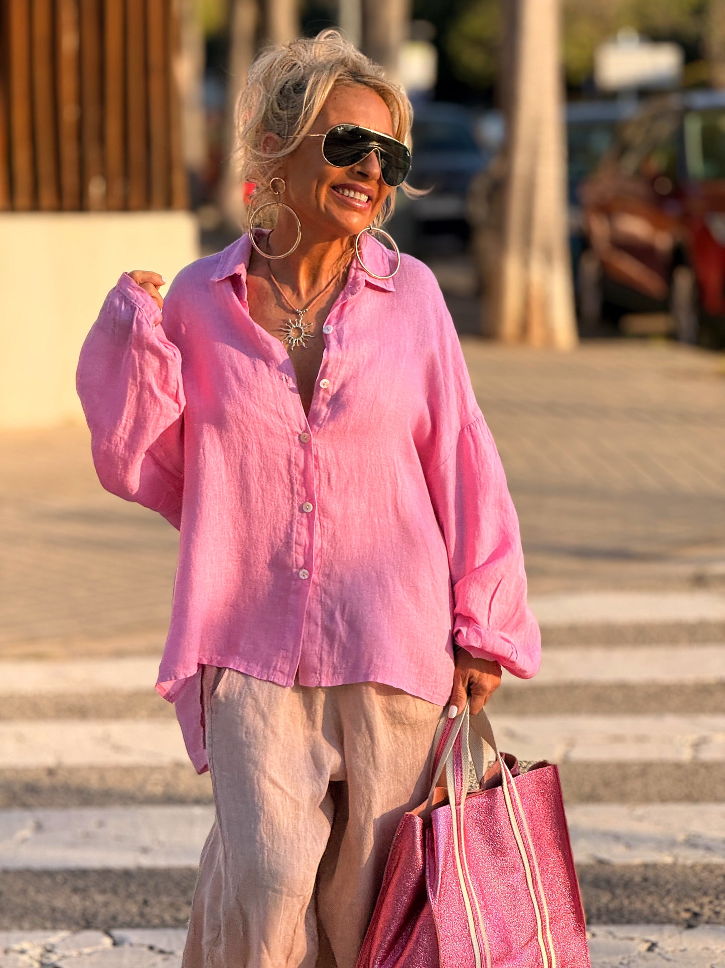 CAMISA OVERSIZE LINO LEA MULTICOLOR