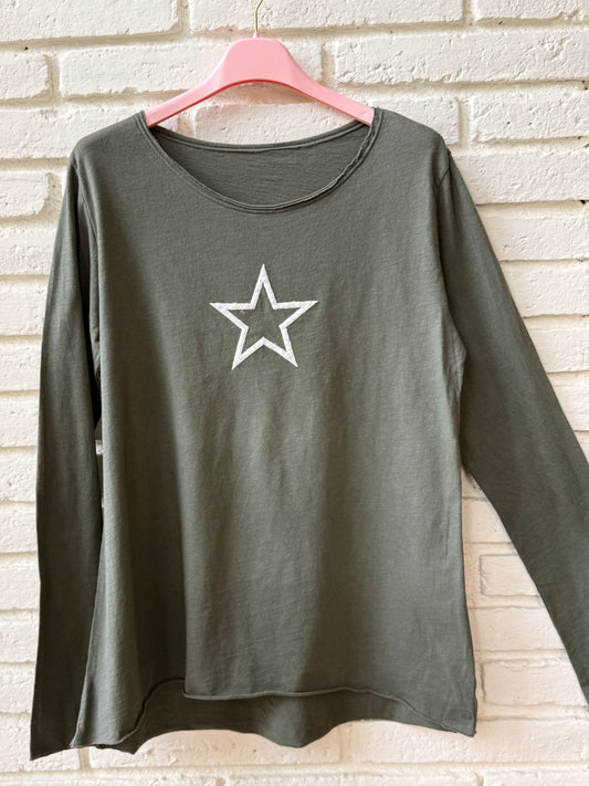 CAMISETA ⭐️ KAKI-BLANCO