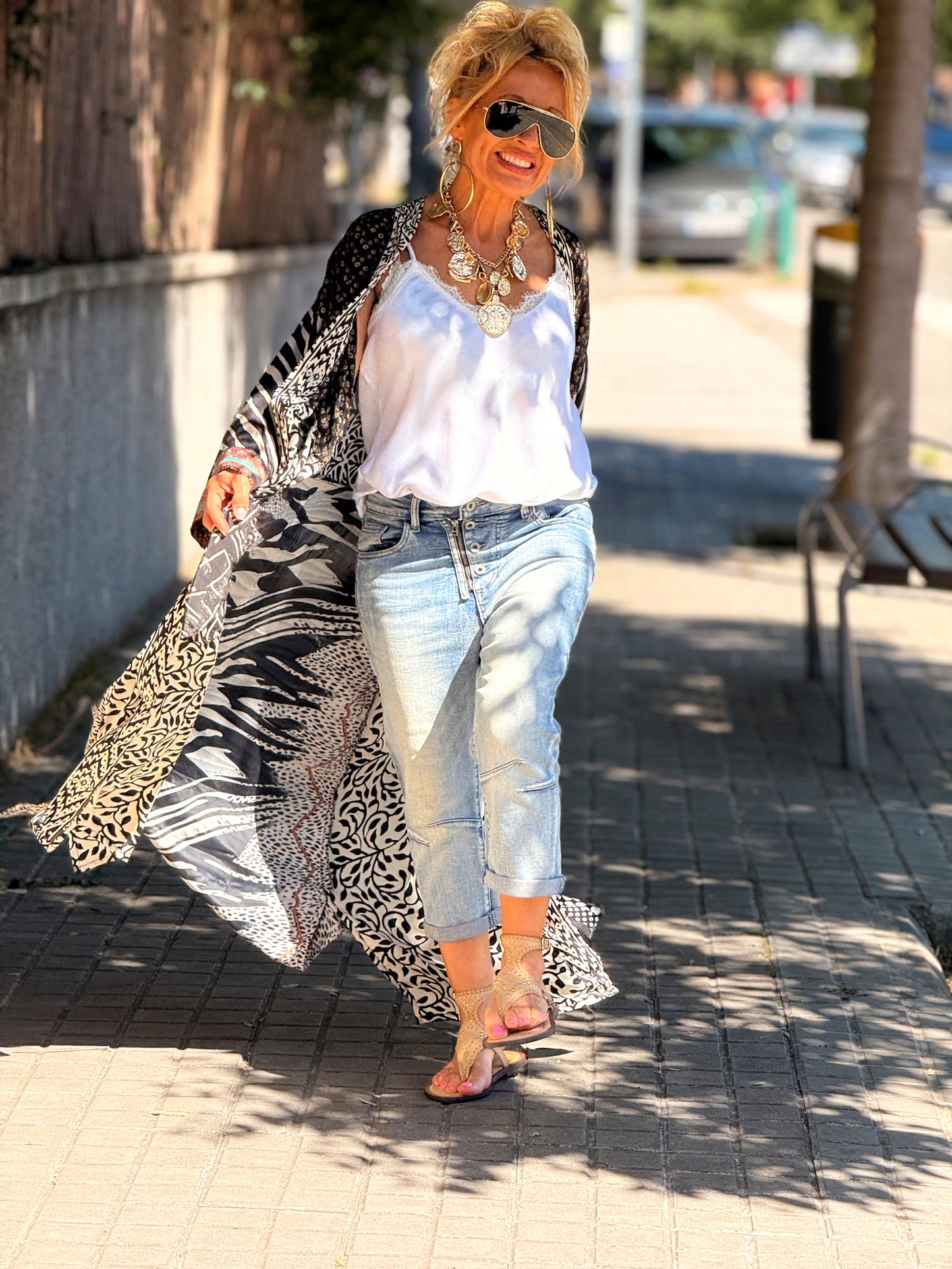 KIMONO ESTAMPADO MANGA 3/4 MULTICOLOR
