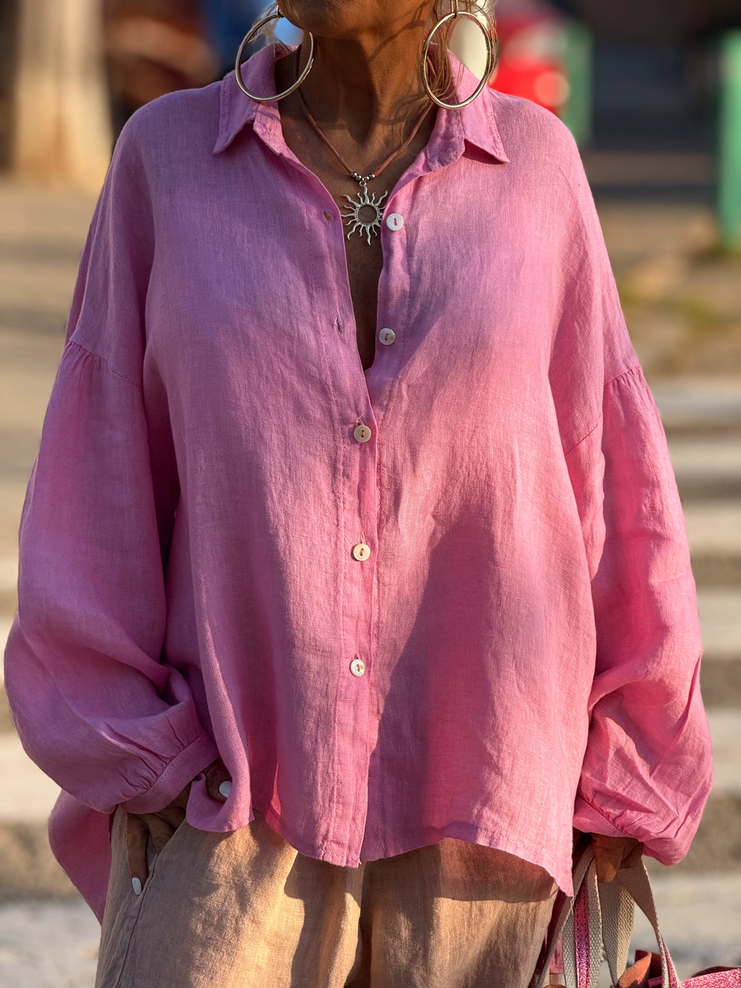 CAMISA OVERSIZE LINO LEA MULTICOLOR