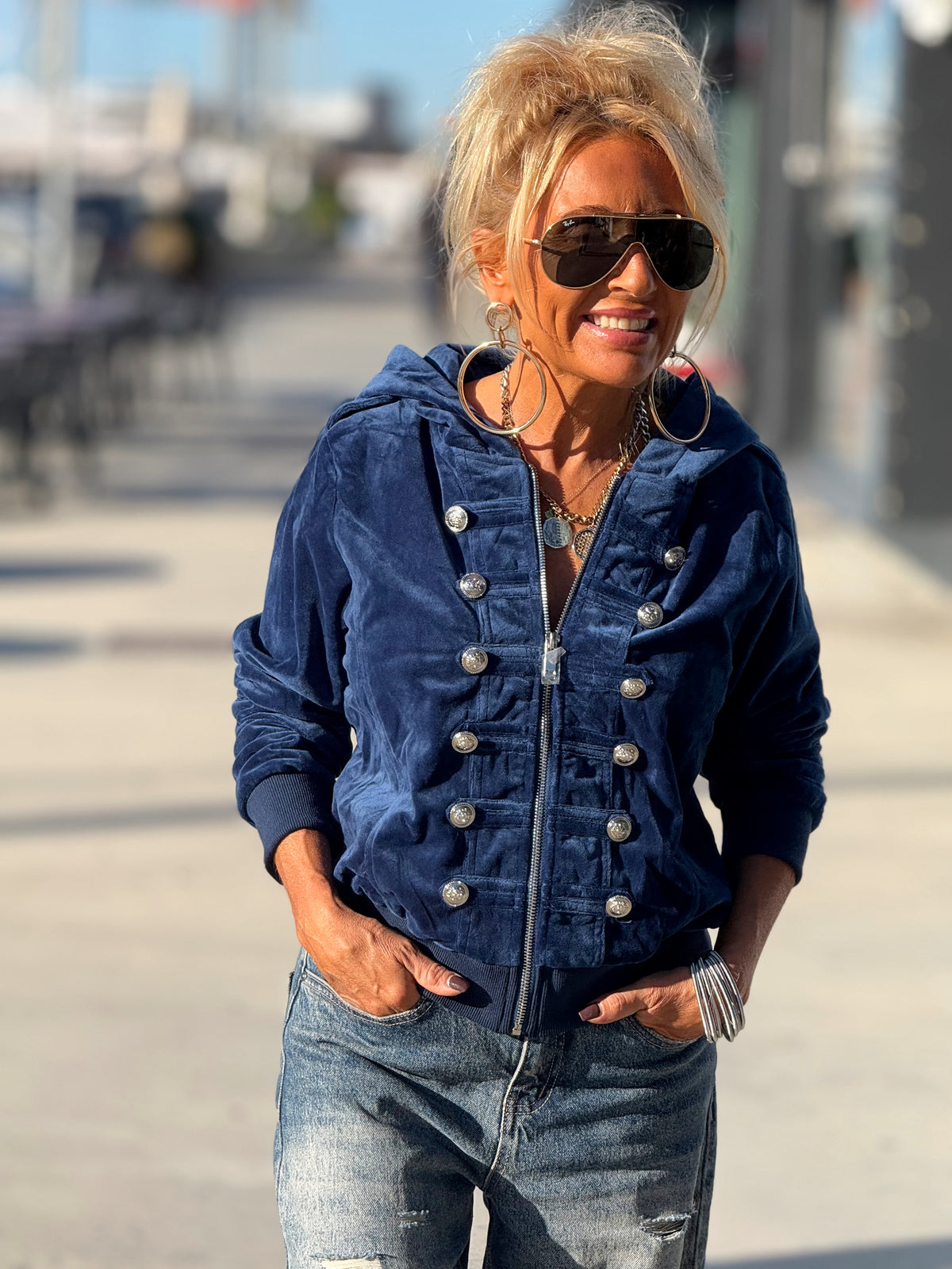 CHAQUETA TERCIOPELO AZUL