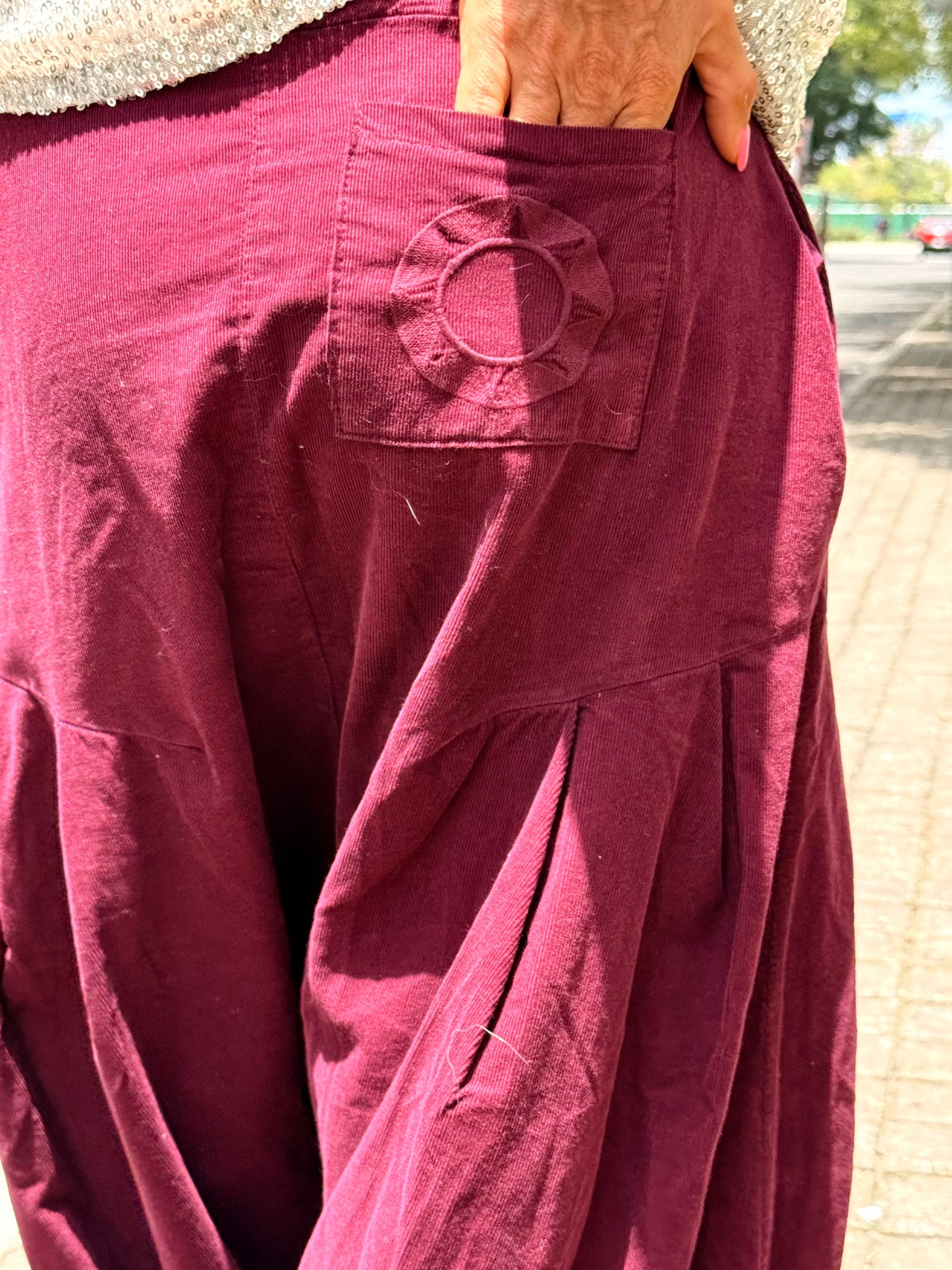 PANTALONES PANA CROPPED BAGGY OVERSIZE MULTICOLOR