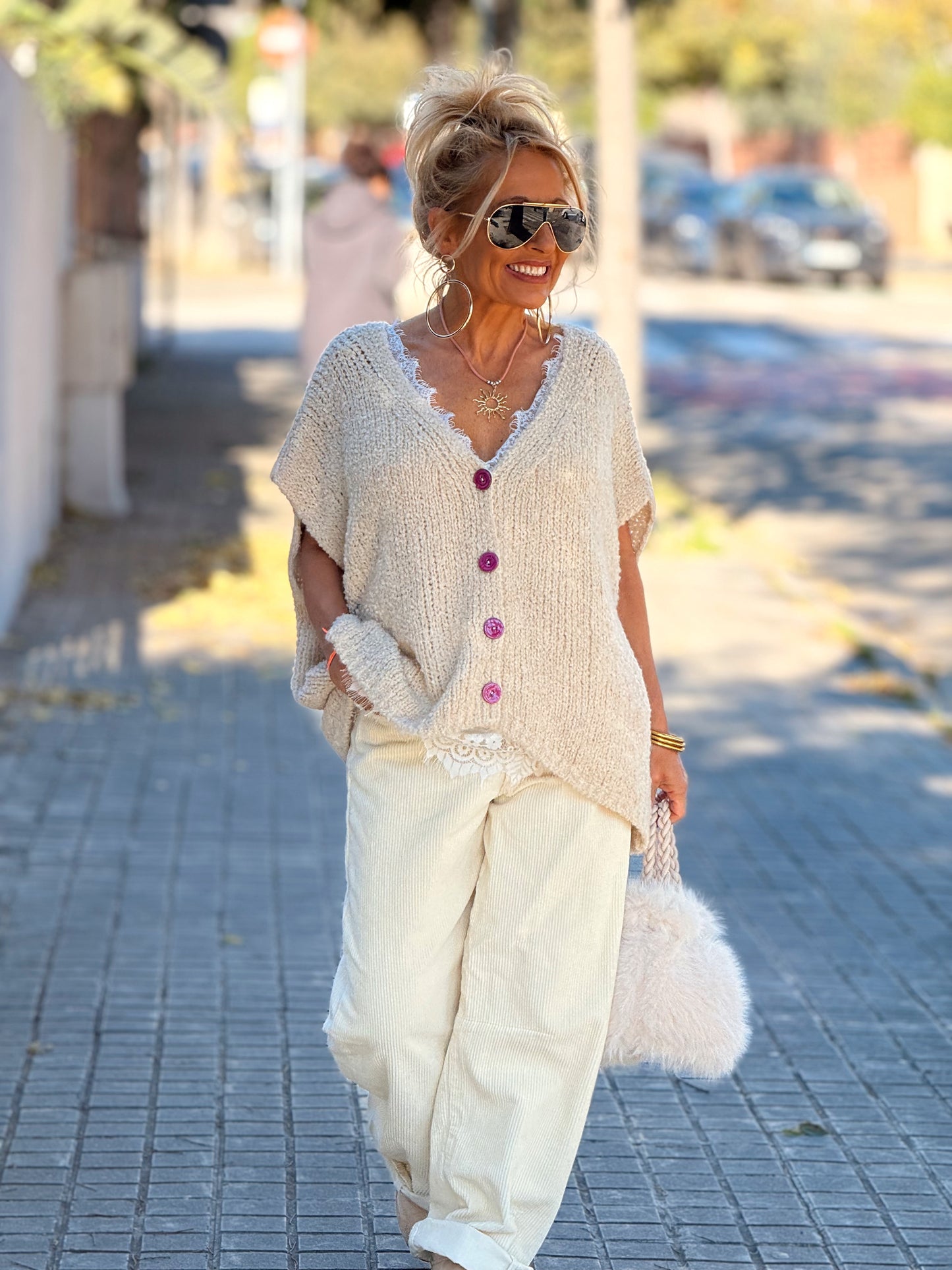 CHALECO DE PUNTO OVERSIZE AMALIA MULTICOLOR