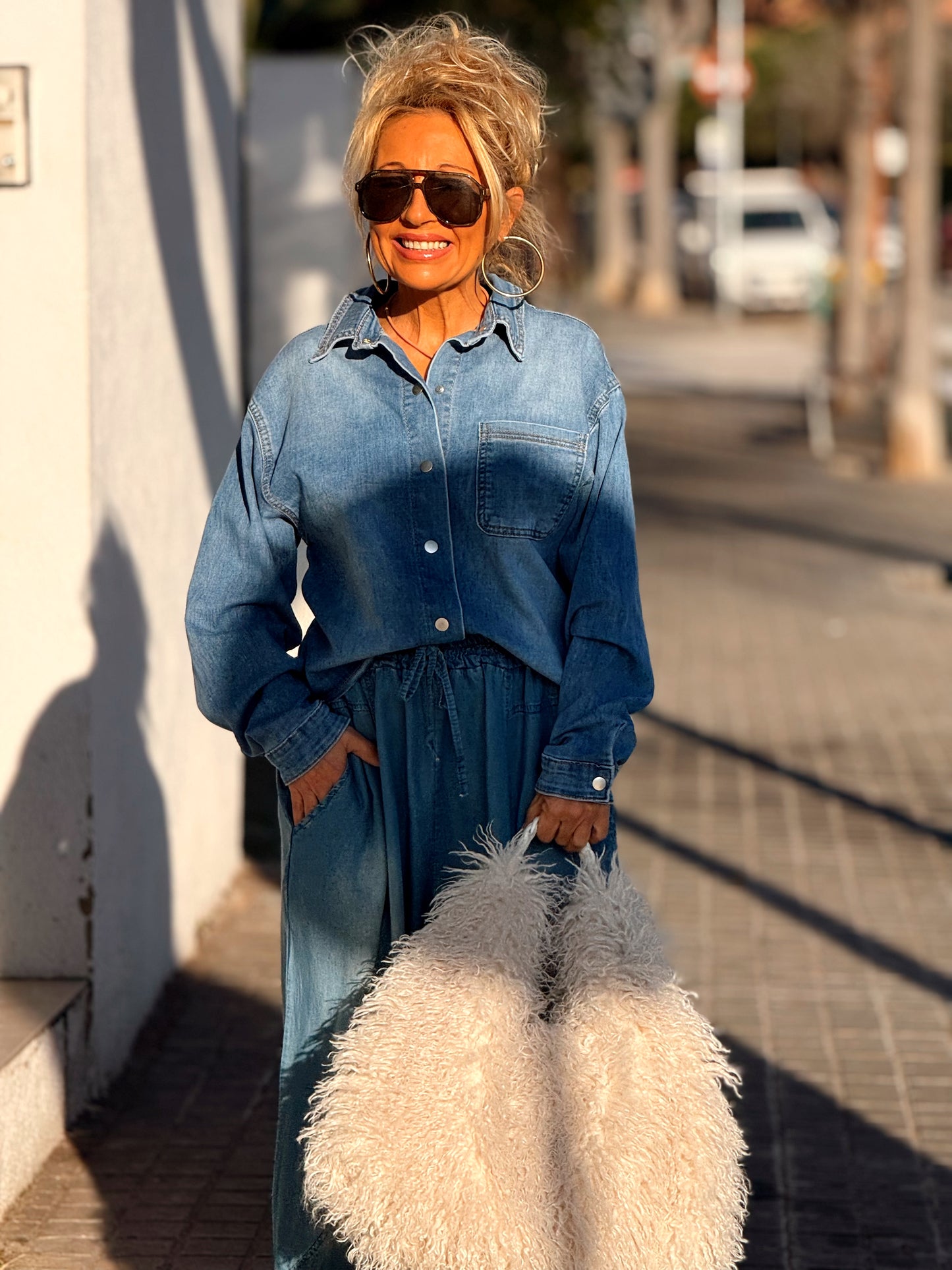 CAMISA CORTA DENIM TEJANO