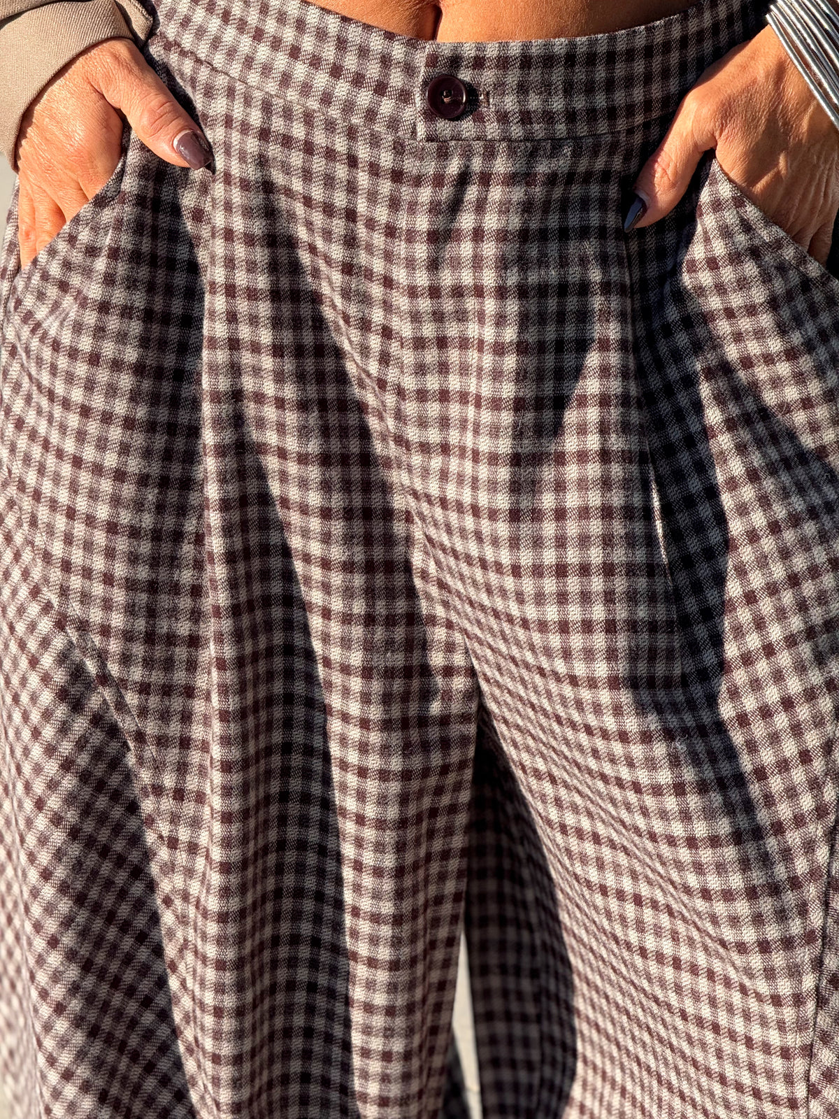 PANTALON OVERSIZE CUADROS LILIANA MARRÓN