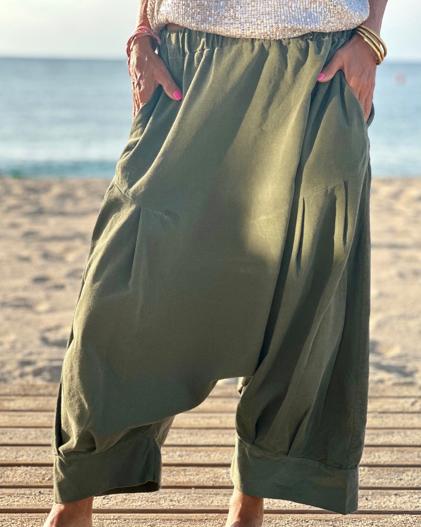 PANTALONES PANA CROPPED BAGGY OVERSIZE MULTICOLOR