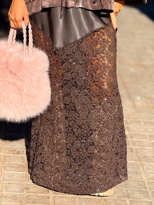 FALDA LENCERO FILIPA MARRÓN