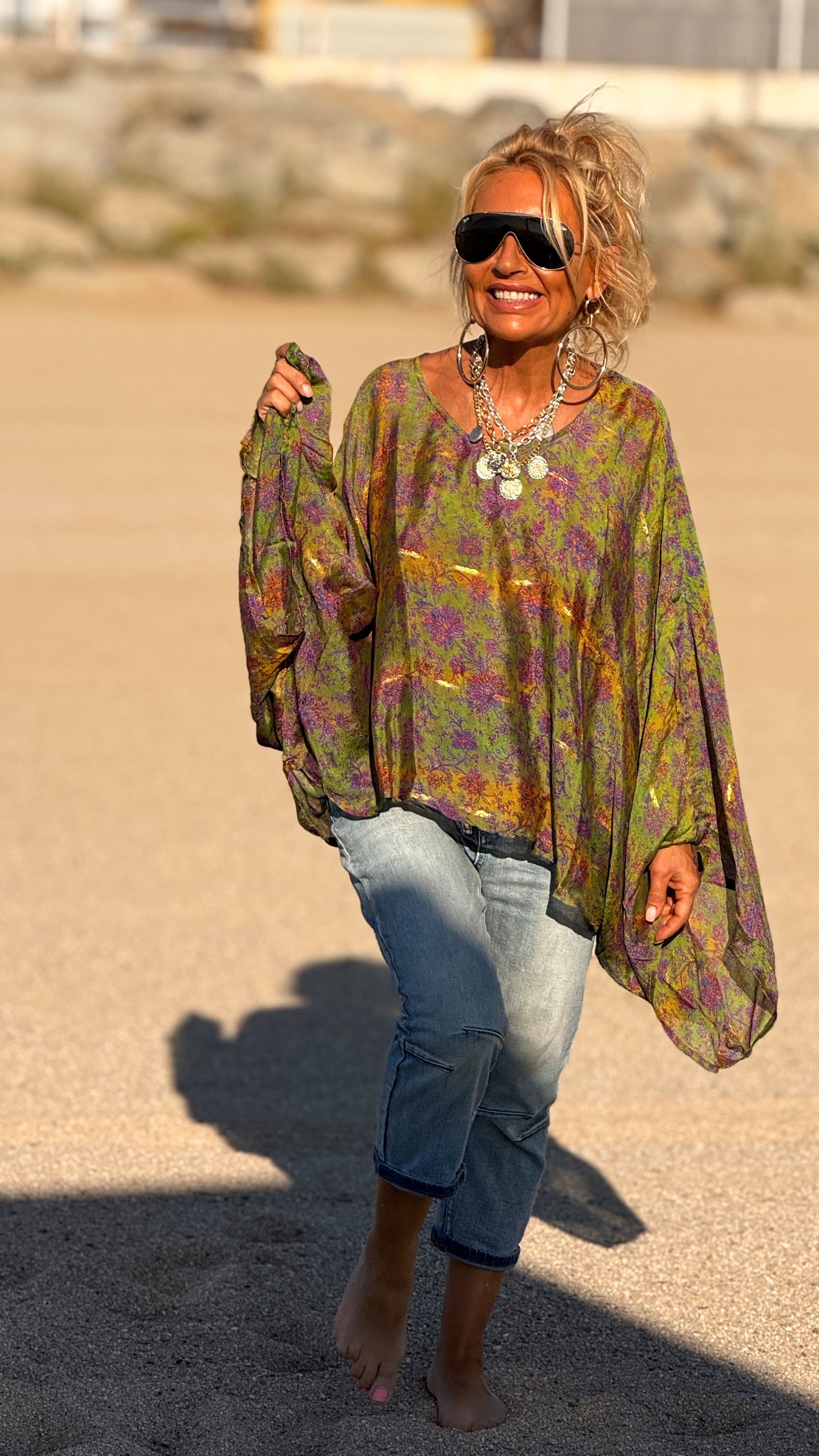 BLUSA-CAPA ESTAMPADO CREPE DE SEDA INDY MULTICOLOR