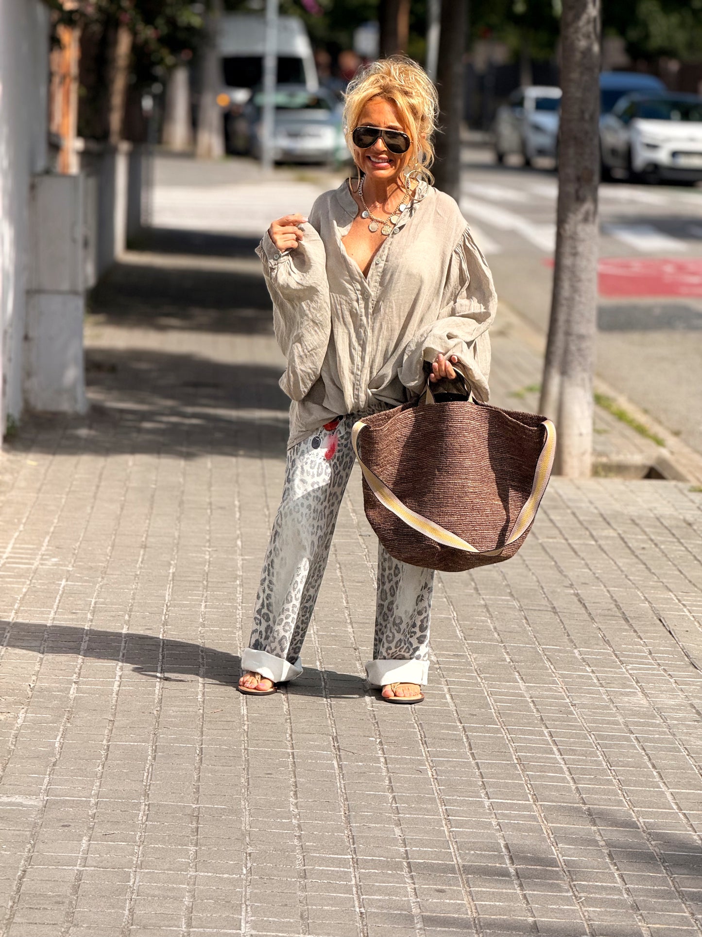 JEANS ESTAMPADO ANIMAL PRINT CRUDO