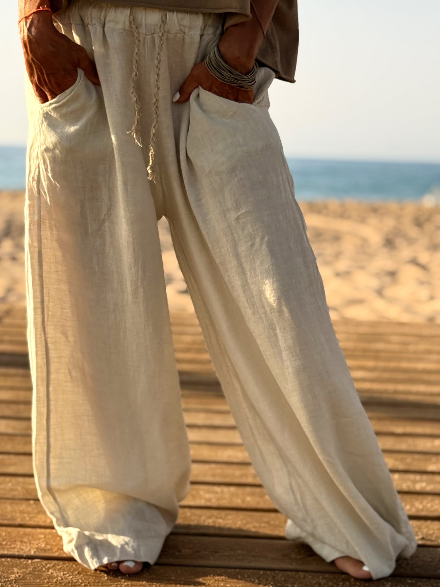 PANTALON CON CORDÓN LINO MULTICOLOR