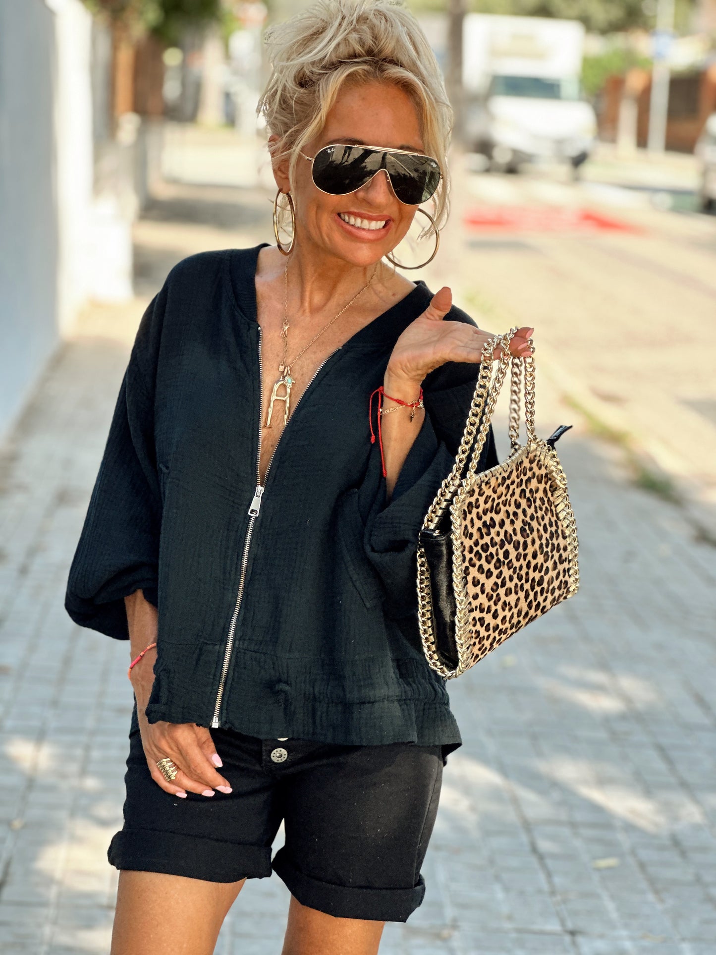 BOLSO MIAMI ANIMAL PRINT NEGRO