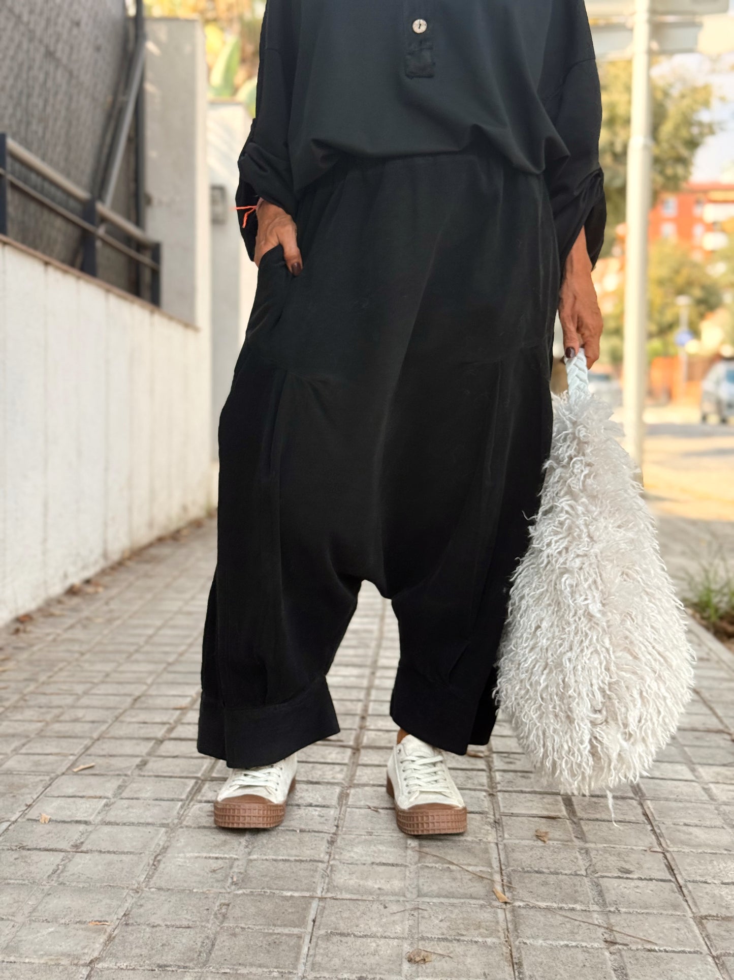 PANTALONES PANA CROPPED BAGGY OVERSIZE MULTICOLOR