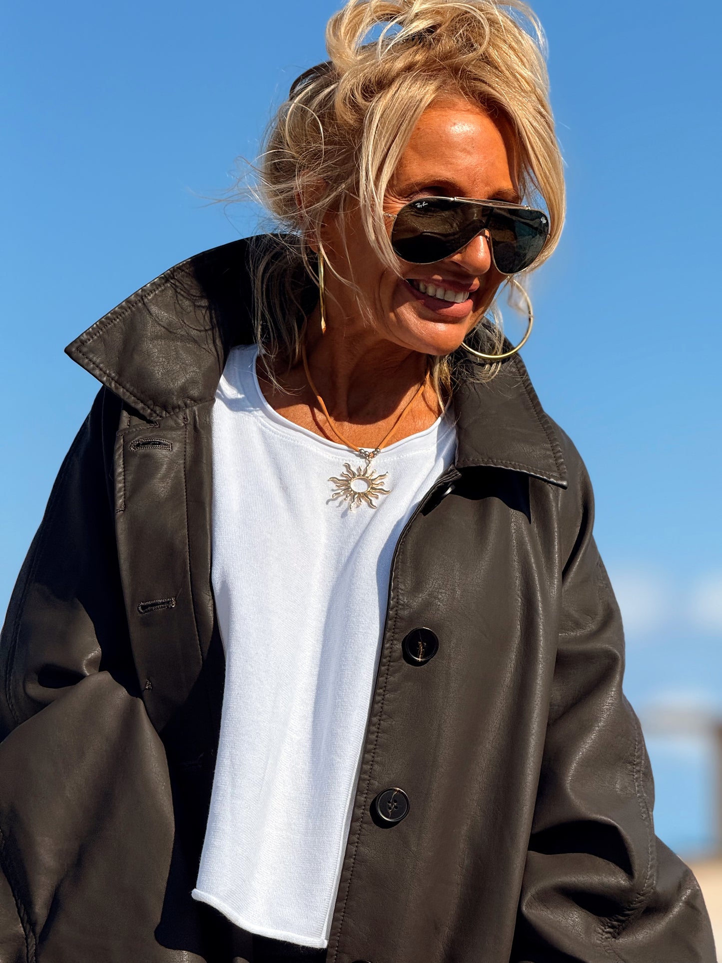 CHAQUETA LARGA POLIPIEL MULTICOLOR