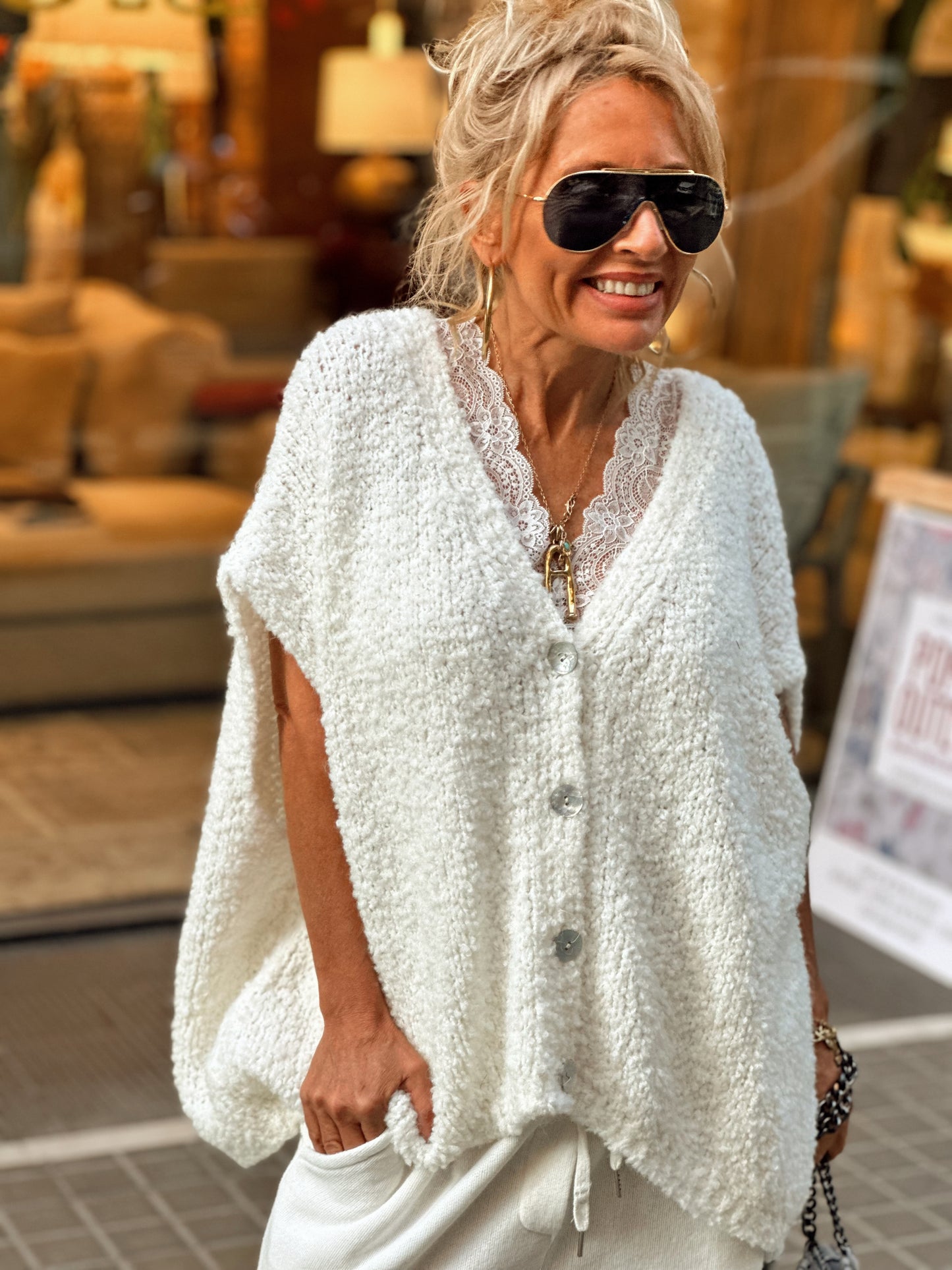 CHALECO DE PUNTO OVERSIZE BLANCO