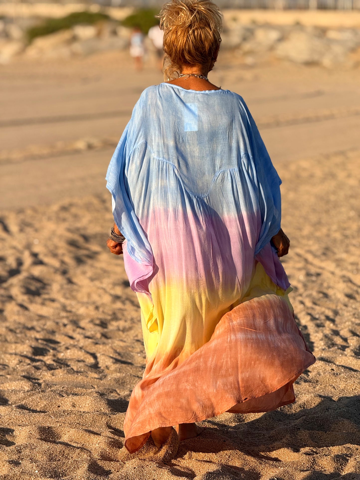 VESTIDO KAFTAN SUPER OVERSIZE IBIZA CELESTE