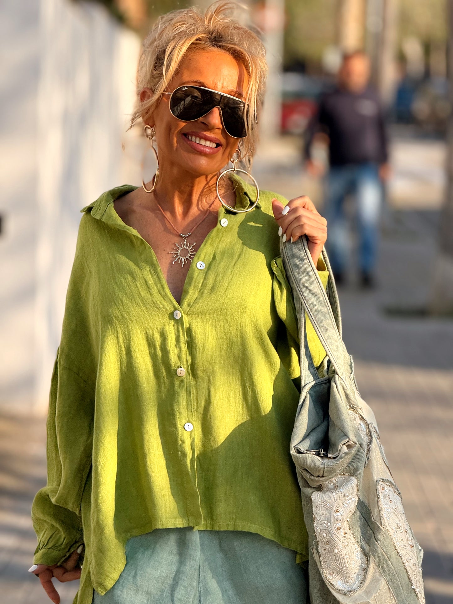CAMISA OVERSIZE LINO LEA MULTICOLOR