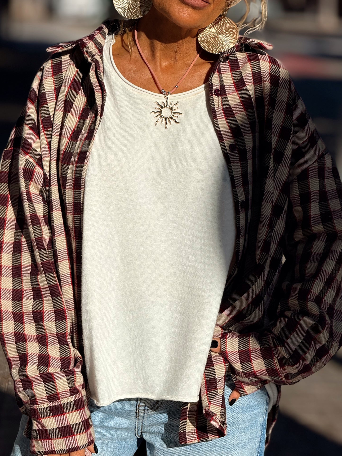 CAMISA CUADROS GRANATE