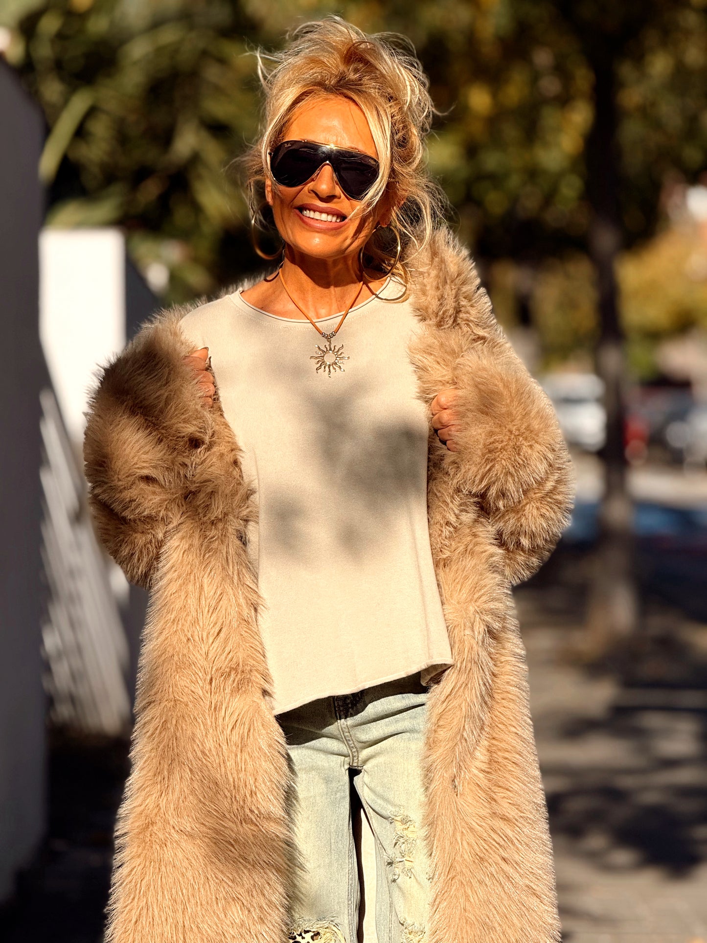 ABRIGO PELO SINTÉTICO OVERSIZE JULIA MULTICOLOR