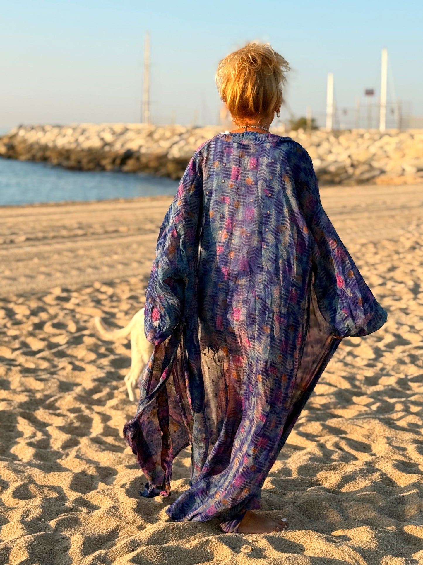 KIMONO ESTAMPADO MANGA LARGA CREPE DE SEDA MULTICOLOR