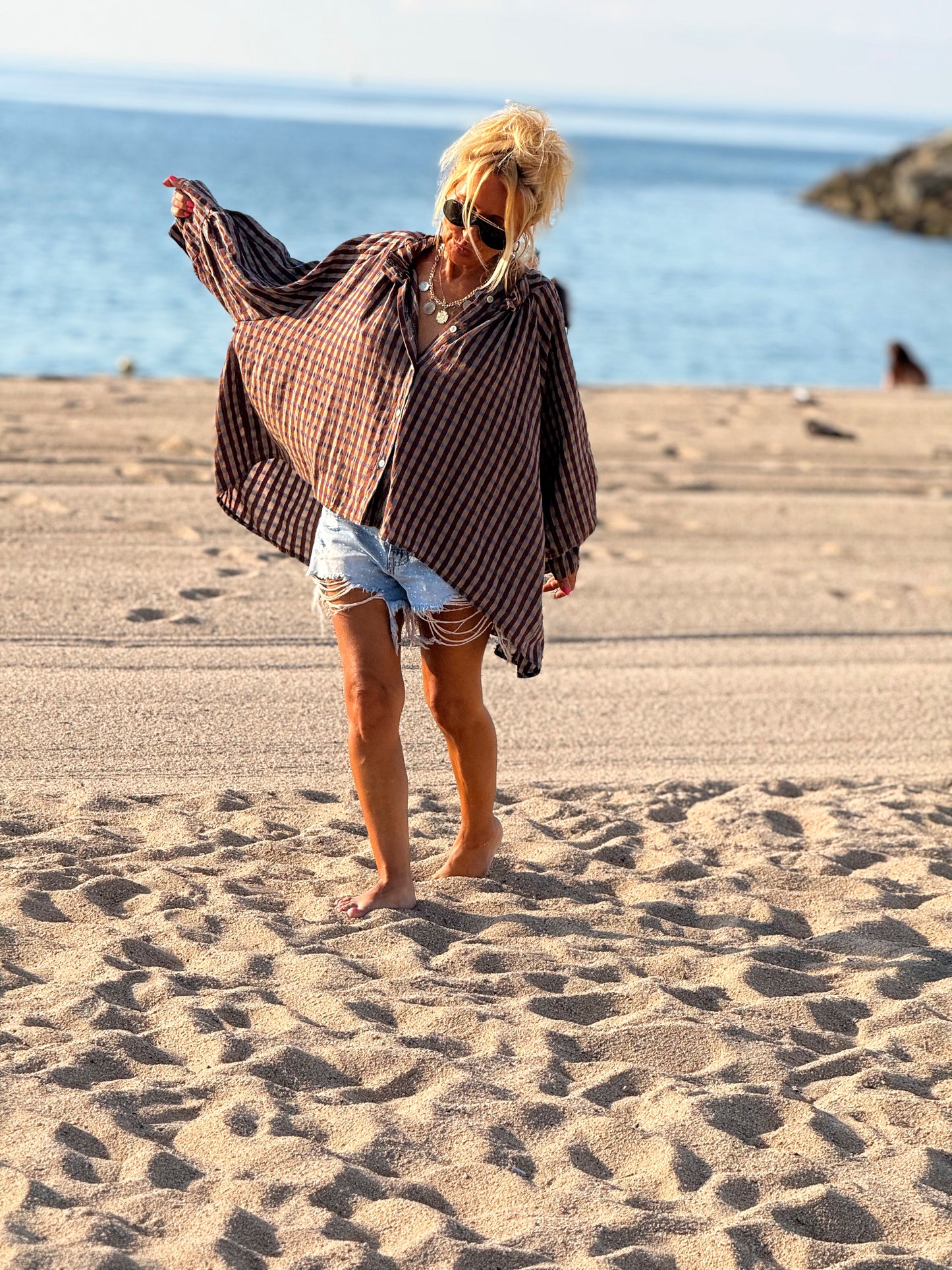 CAMISA OVERSIZE DAVID CUADROS MARRÓN