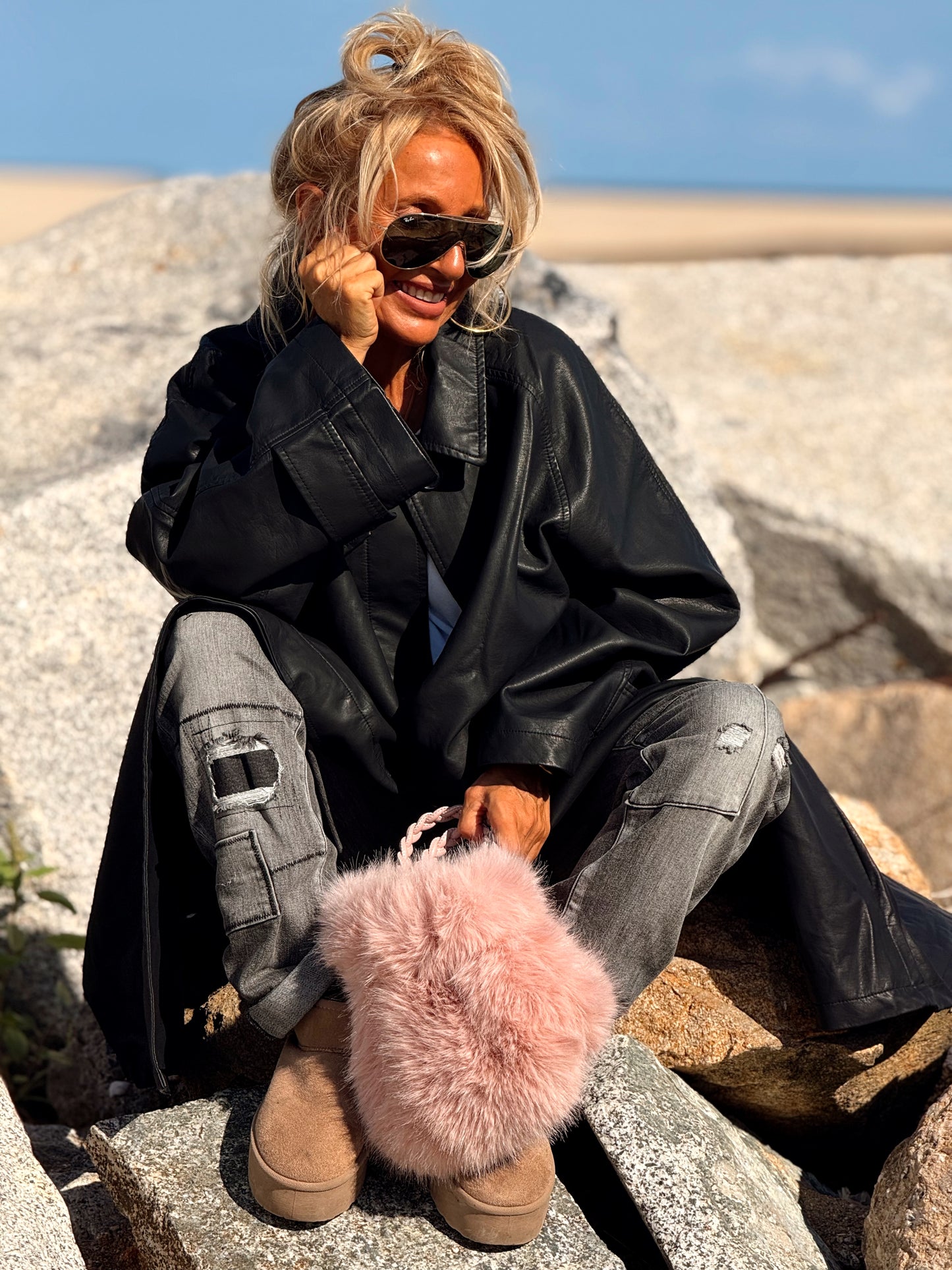 CHAQUETA LARGA POLIPIEL MULTICOLOR