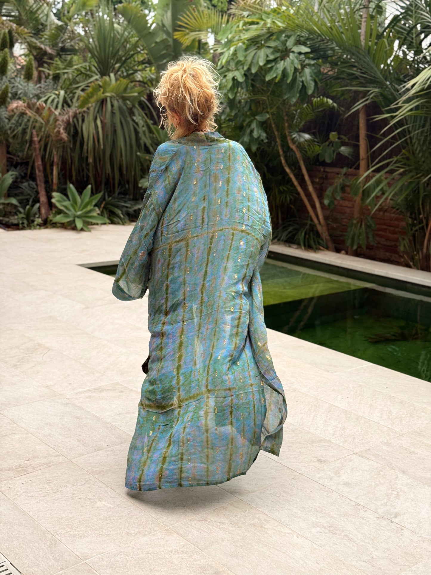 KIMONO ESTAMPADO MANGA 3/4 CREPE DE SEDA MULTICOLOR