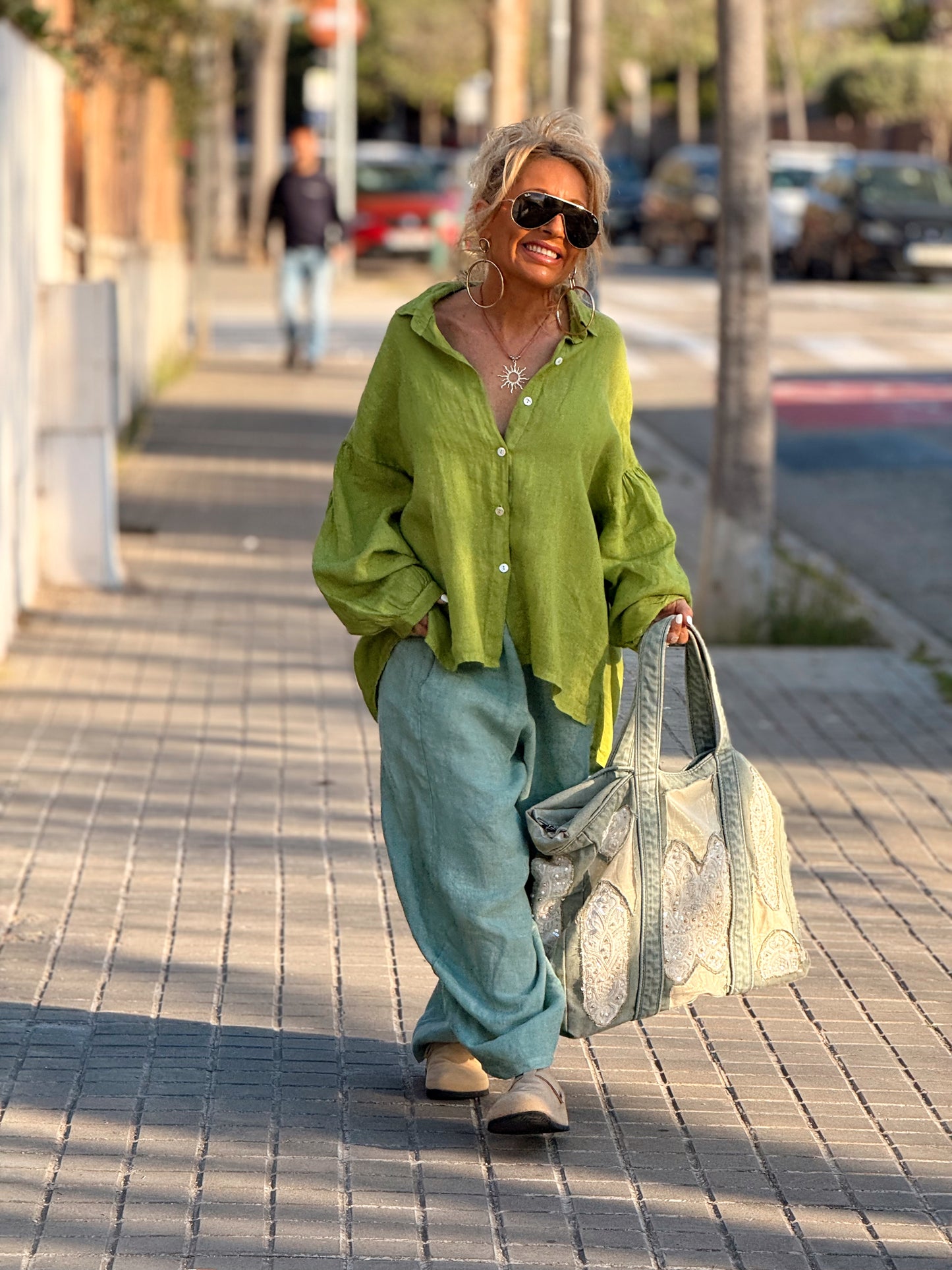 CAMISA OVERSIZE LINO LEA MULTICOLOR