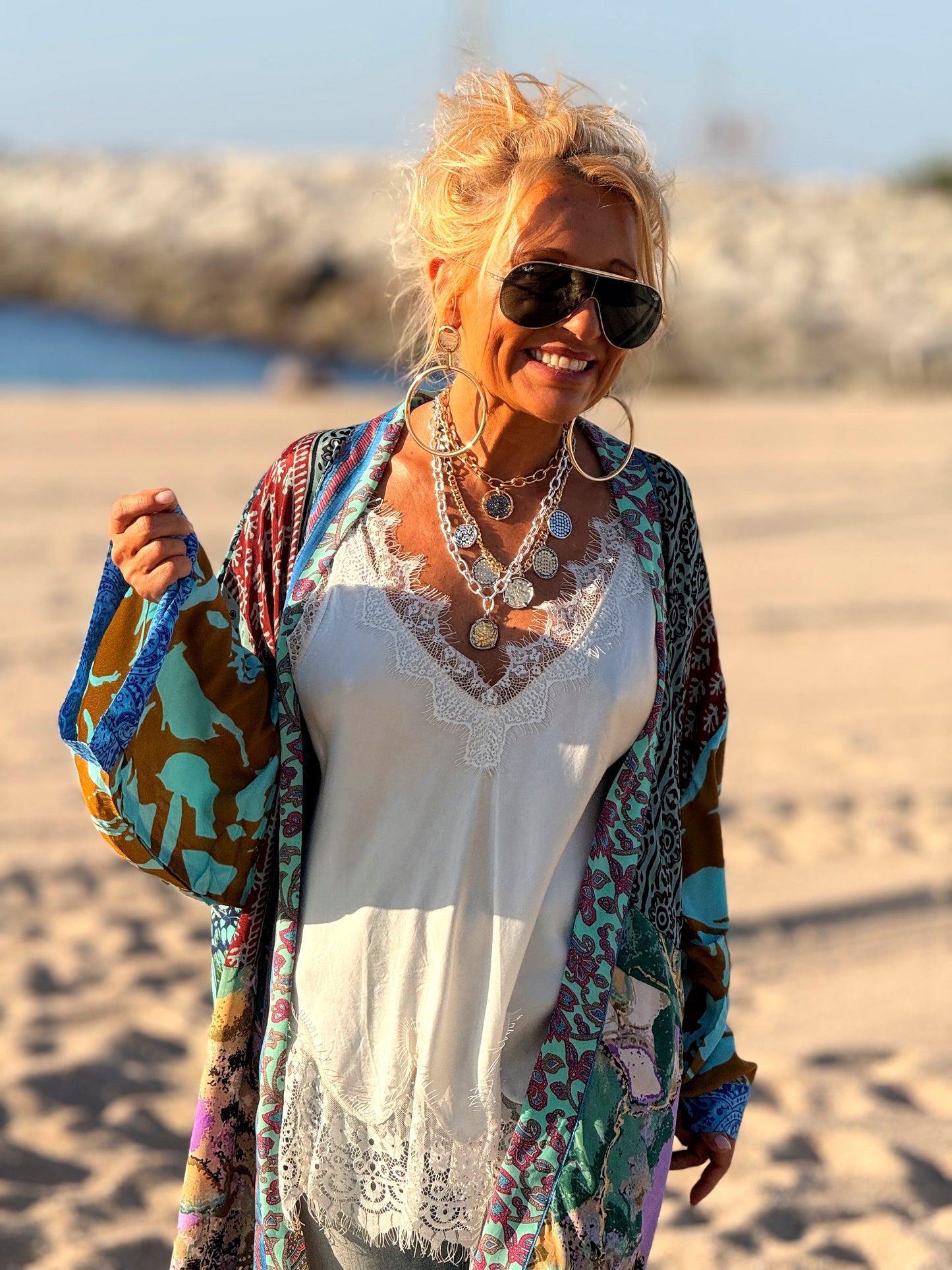 KIMONO ESTAMPADO MANGA 3/4 MULTICOLOR