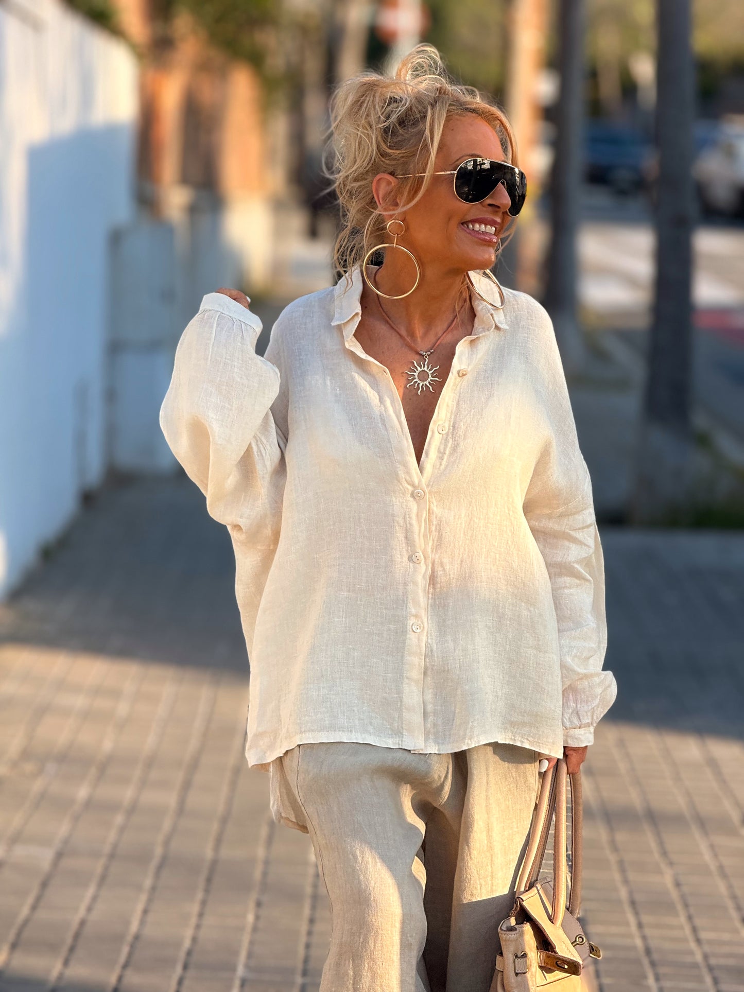 CAMISA OVERSIZE LINO LEA MULTICOLOR