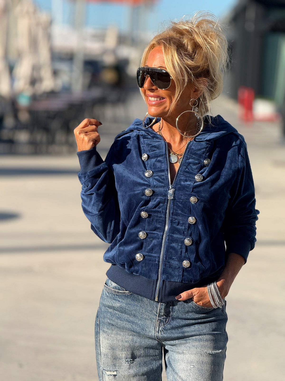 CHAQUETA TERCIOPELO AZUL