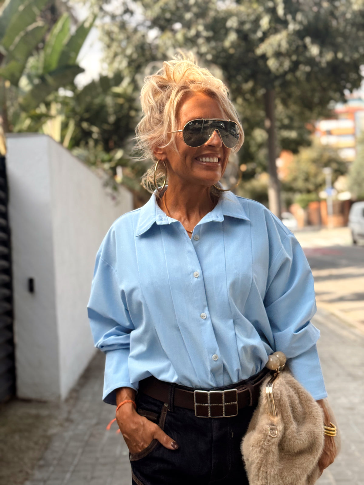 CAMISA CON PLIEGUES FILIPA MULTICOLOR