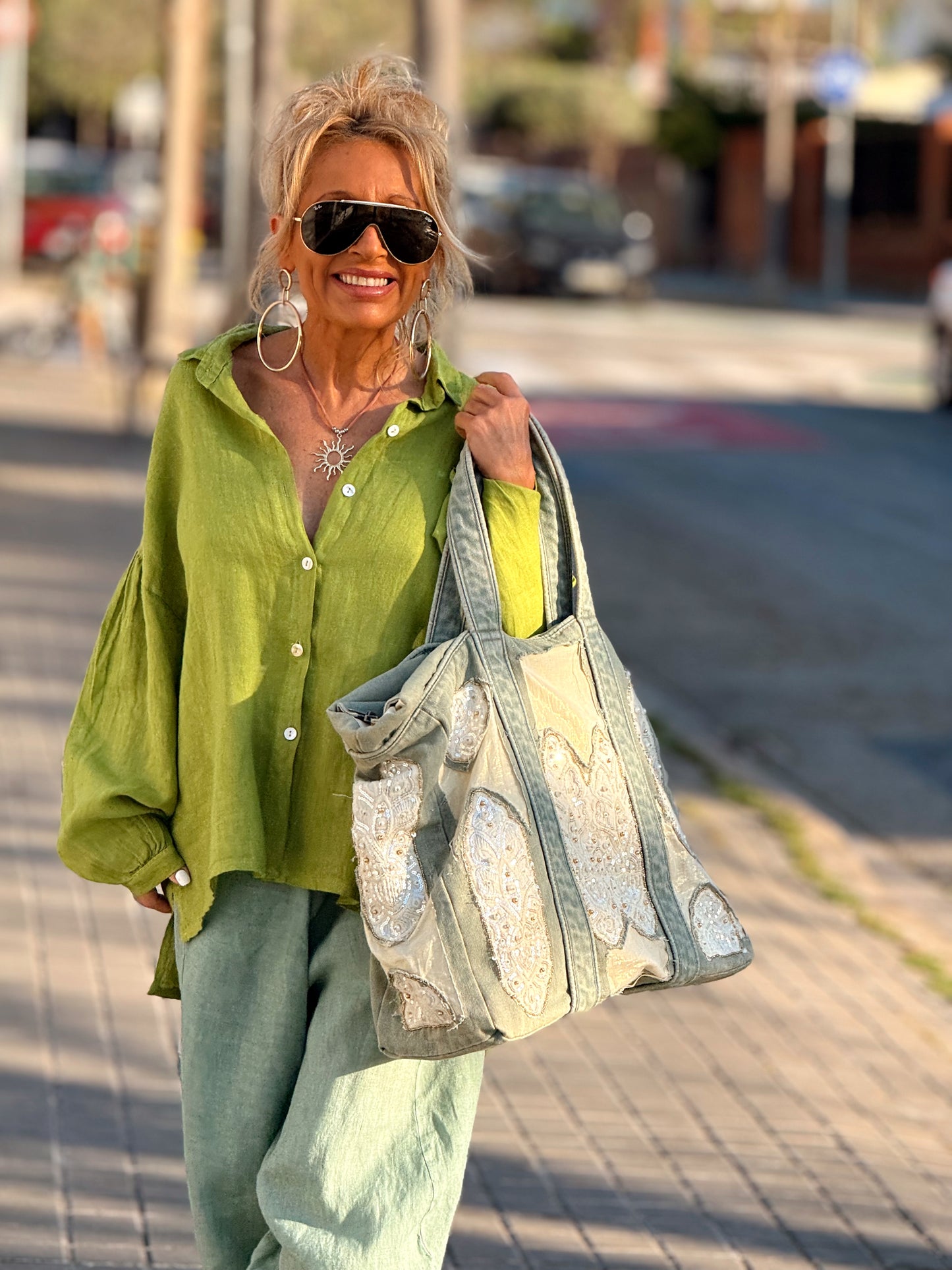 CAMISA OVERSIZE LINO LEA MULTICOLOR