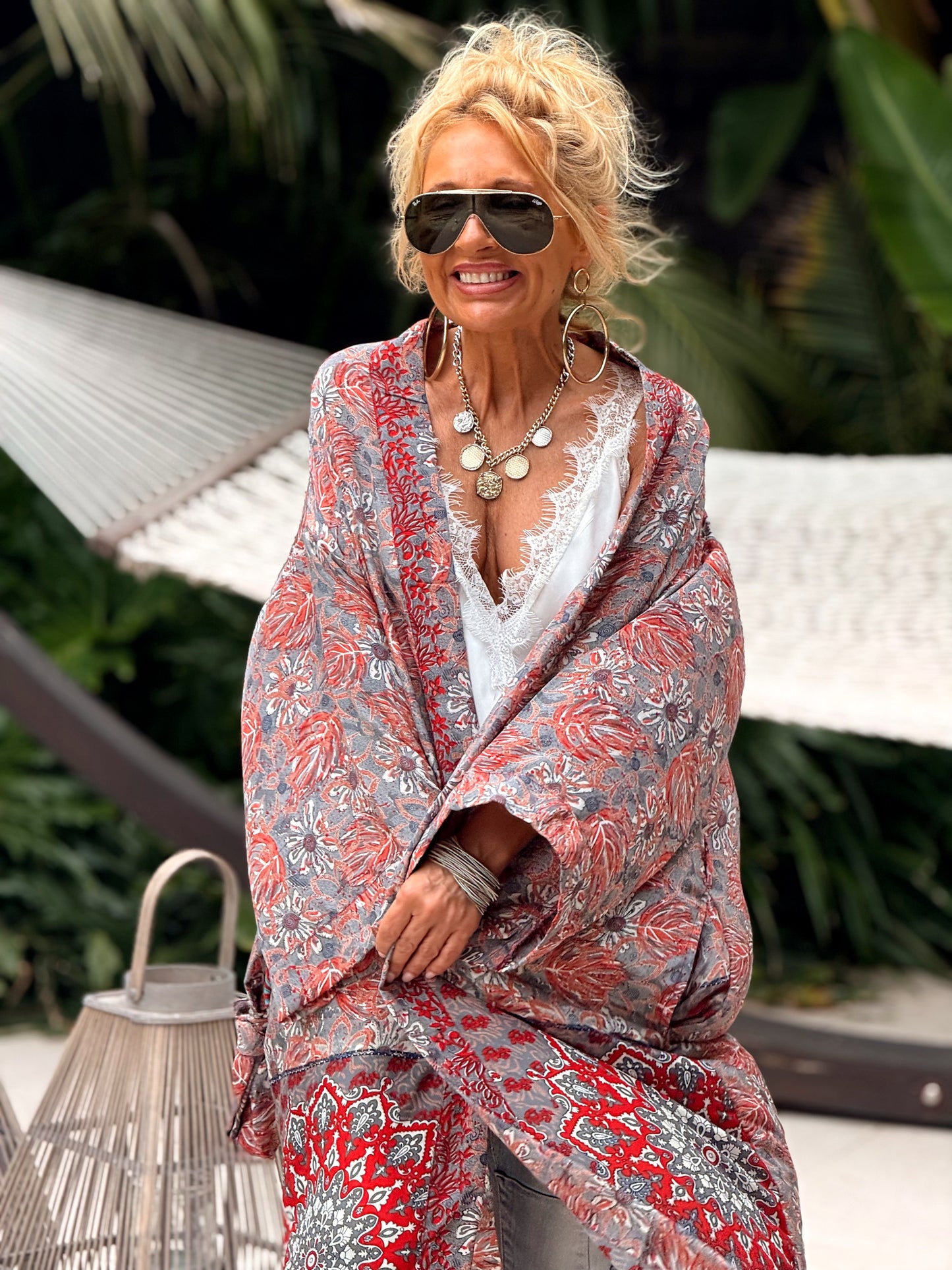 KIMONO ESTAMPADO MANGA 3/4 MULTICOLOR