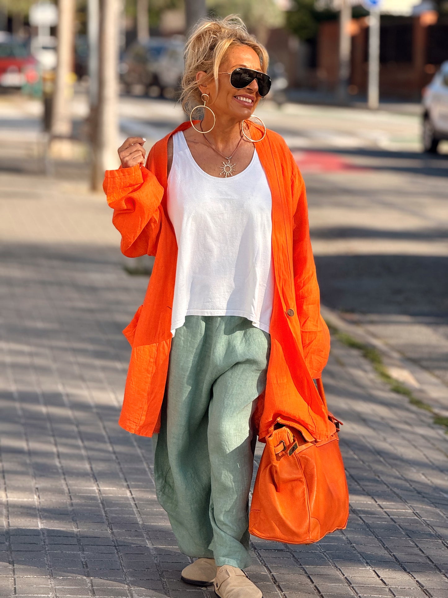 CHAQUETA OVERSIZE LINO LAURA MULTICOLOR