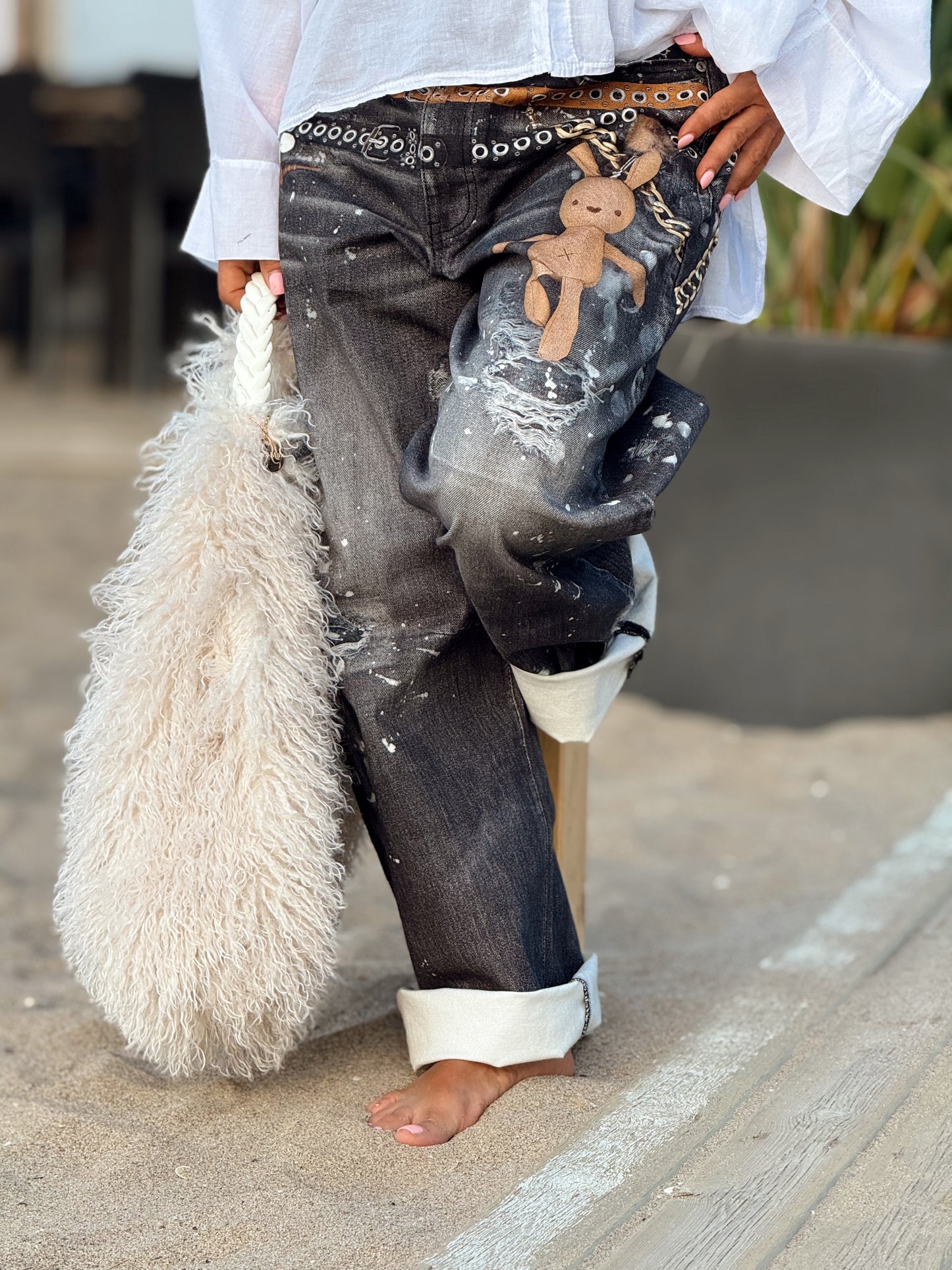 JEANS VAQUEROS MUÑECA GRIS