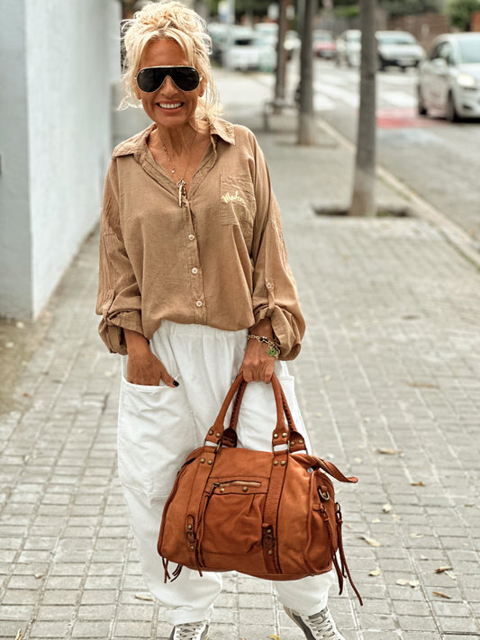 CAMISA MADEMOISELLE CON ALAS CAMEL